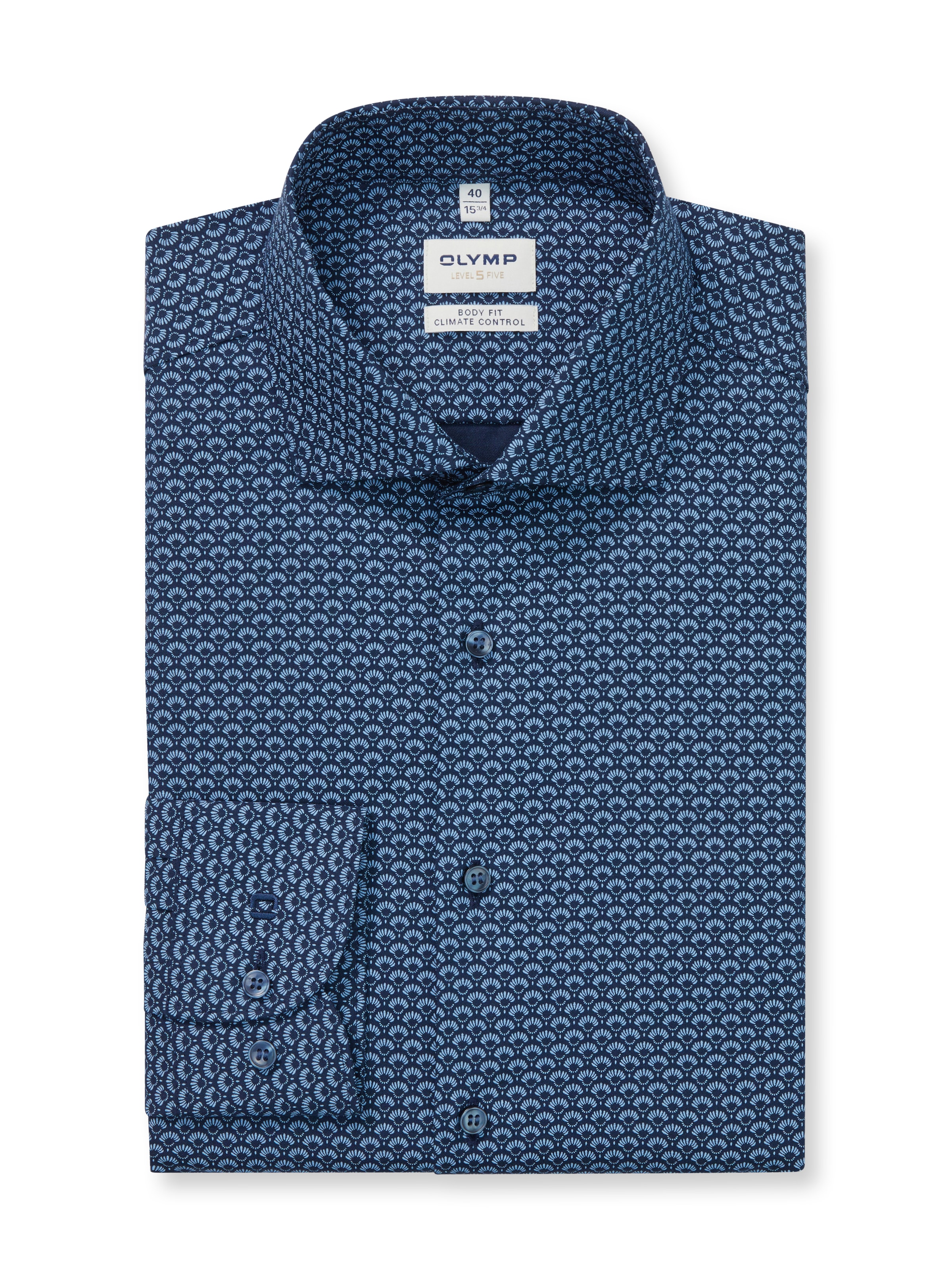 OLYMP Langarmhemd »24/Seven - Level Five«, gemustert, body fit, Kentkragen, Businesshemd, Climate Control
