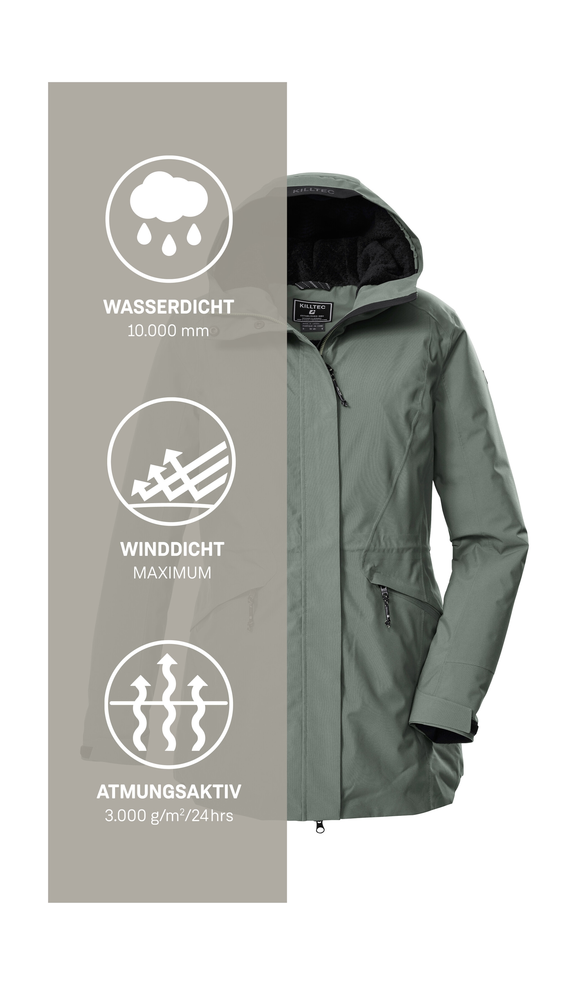 Killtec Parka »KOW 19 WMN PRK«, Wasserdichter, atmungsaktiver Damenparka mit verstellbarer Kapuze
