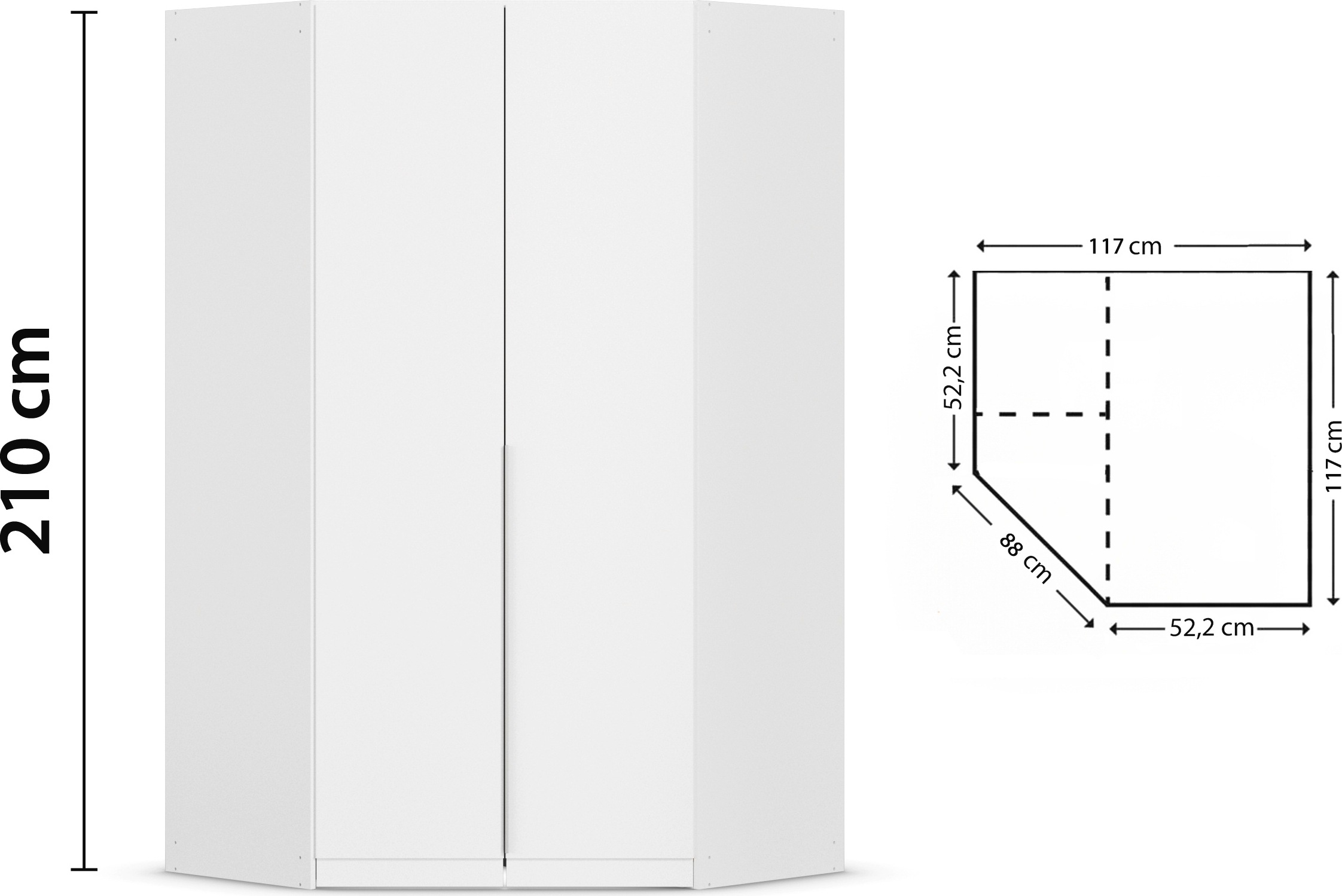 rauch Eckkleiderschrank »Kleiderschrank Schrank Ankleidezimmer Schlafzimmer Garderobe AGORDO« in zwei Griff-Farben,  voll ausgestattet mit großzügigem Stauraum, 2 Höhen MADE IN GERMANY