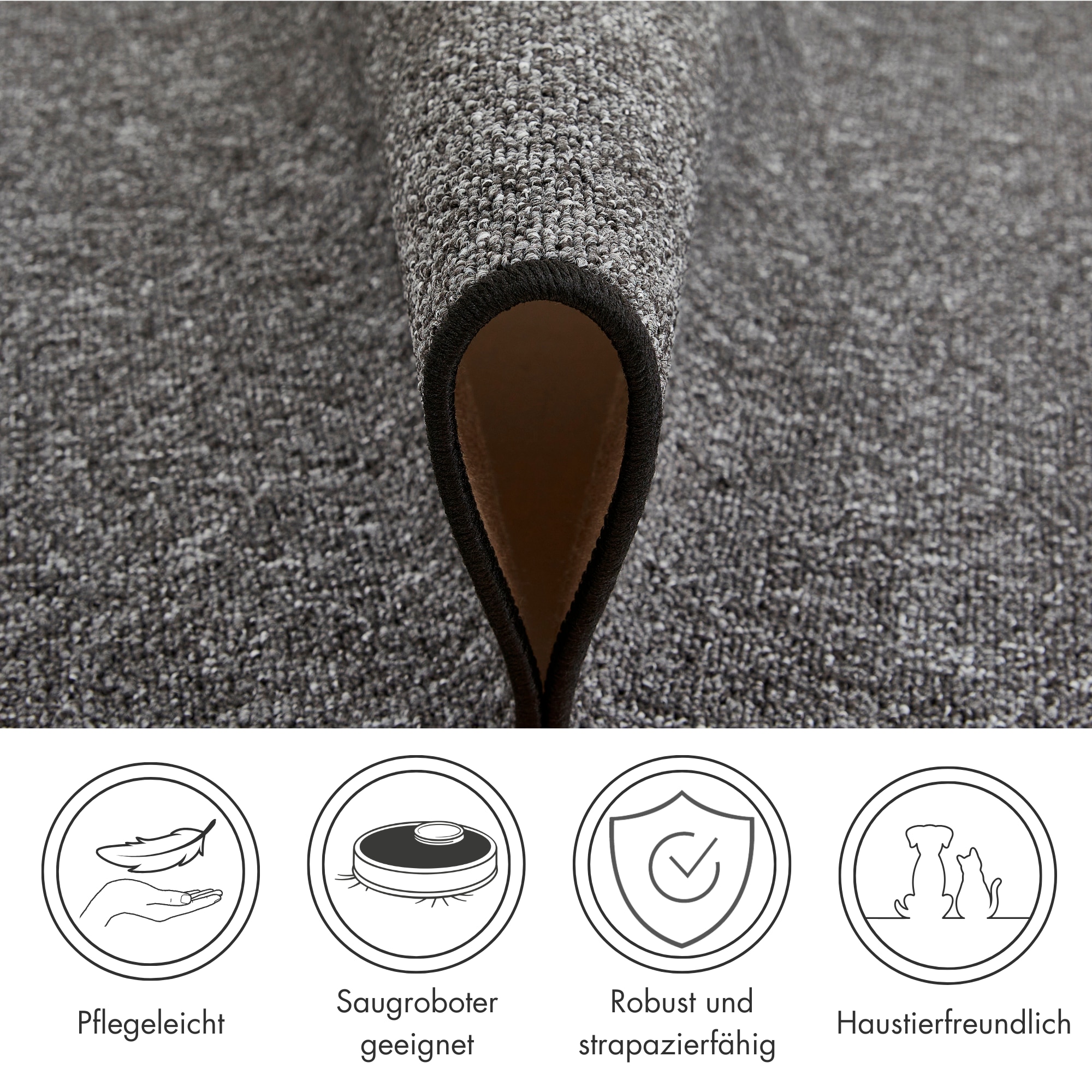 Andiamo Teppich »Luton, Made in Germany«, rechteckig, 5 mm Höhe, melierte Optik, auch als Läufer, Wohnzimmer & Schlafzimmer