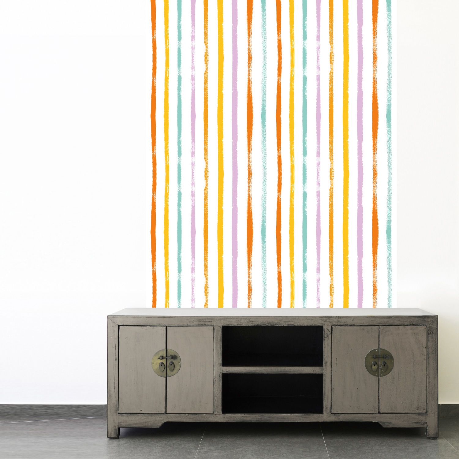 queence Vinyltapete »Streifen-Bunt« Streifen glatt 90x250cm, selbstklebend, kinderleichte Anbringung, , Sticker