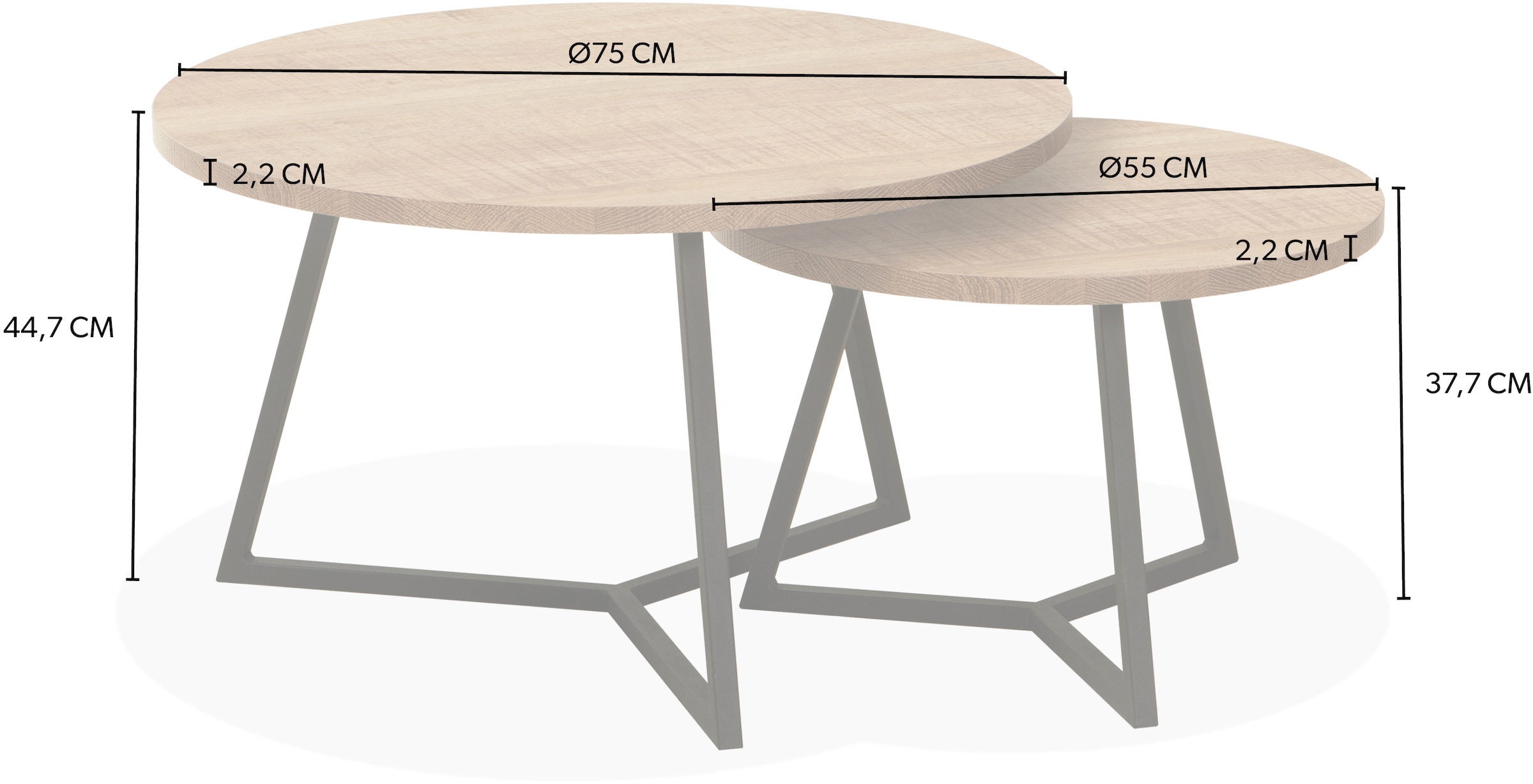 OMG Design Couchtisch »Torino« 1 Stk. tlg. im 2er Set, variabel stellbar