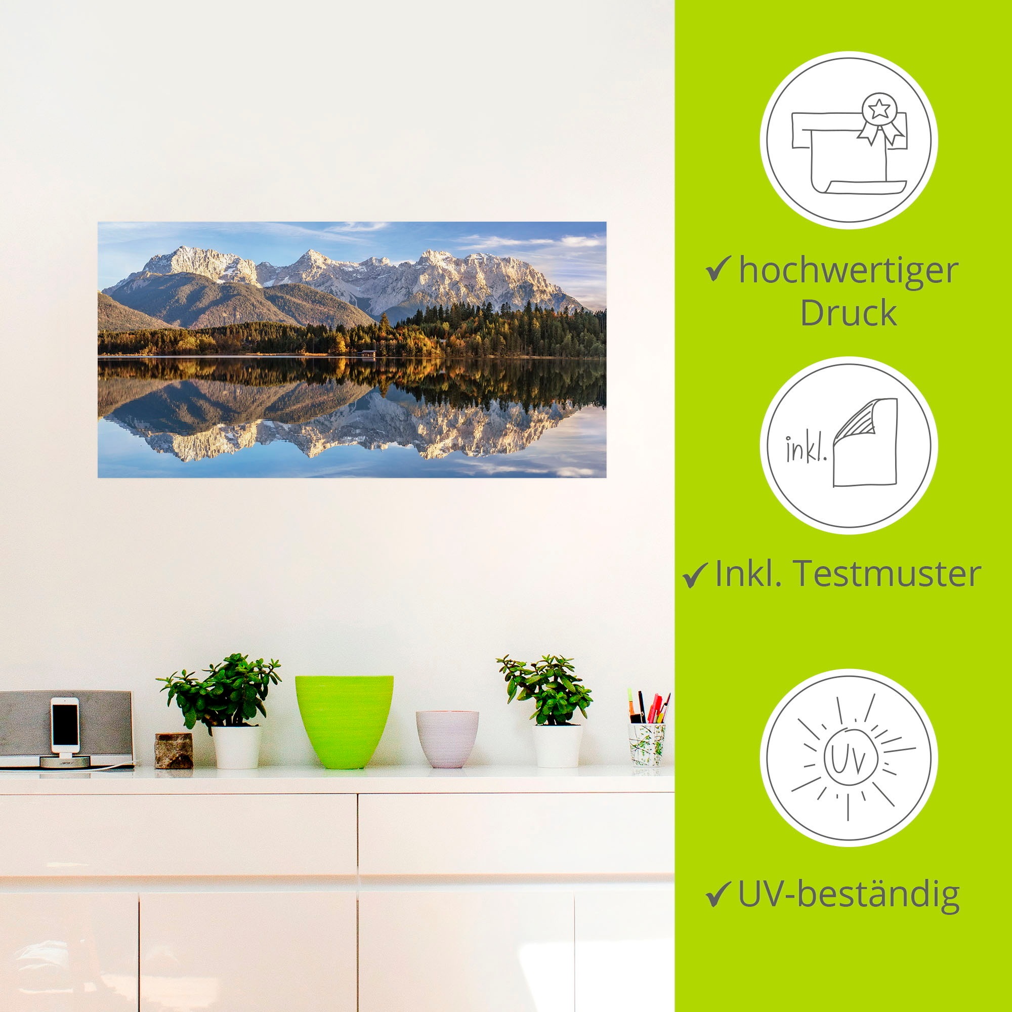 Artland Wandbild »Karwendelblick am Barmsee«, Berge & Alpenbilder, (1 St.), als Leinwandbild, Wandaufkleber in verschied. Größen
