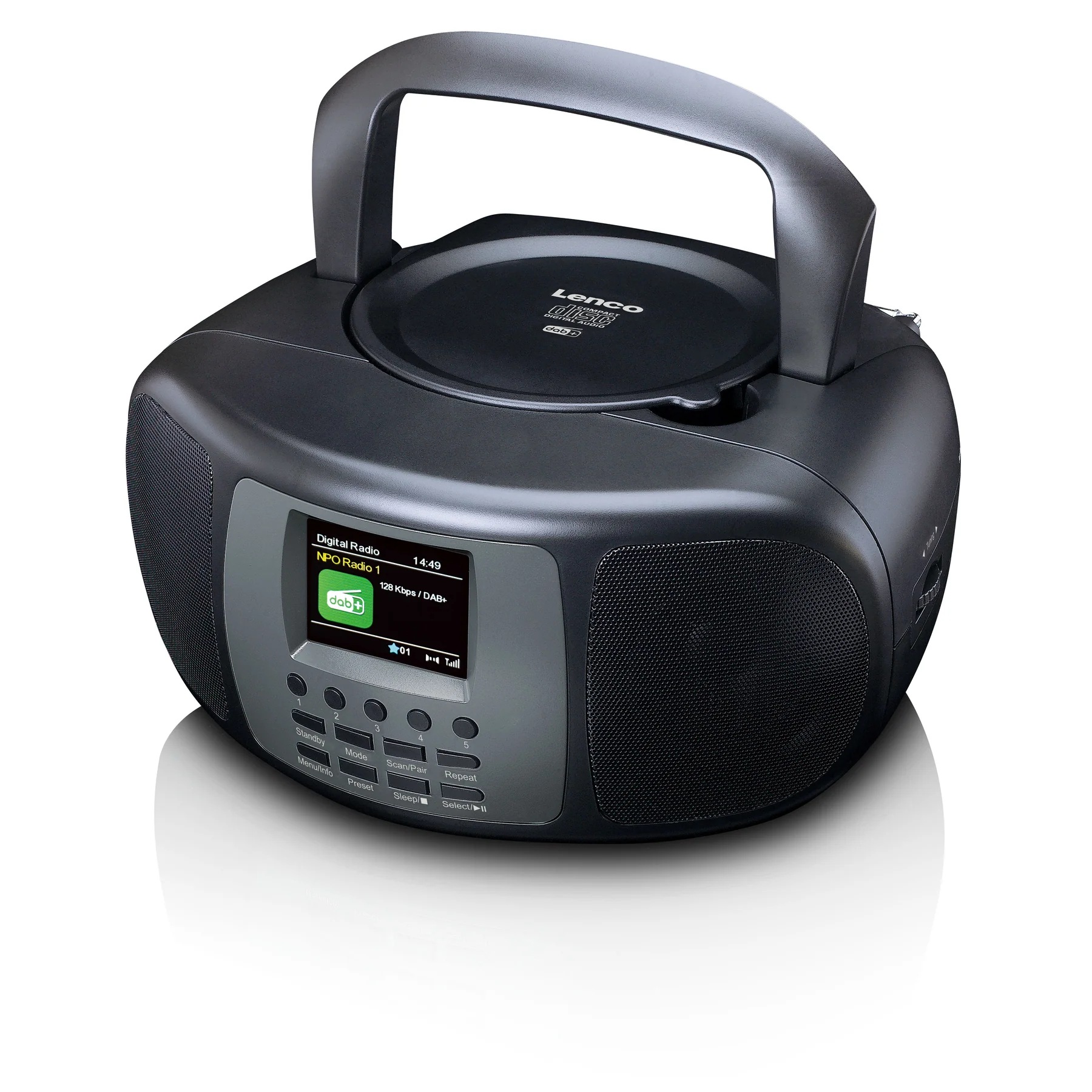 Lenco Boombox »SCD-860BK« ( Digitalradio (DAB+) | FM-Tuner 4 W) tragbar, DAB+/FM, Bluetooth, CD‑Player, großes Farbdisplay