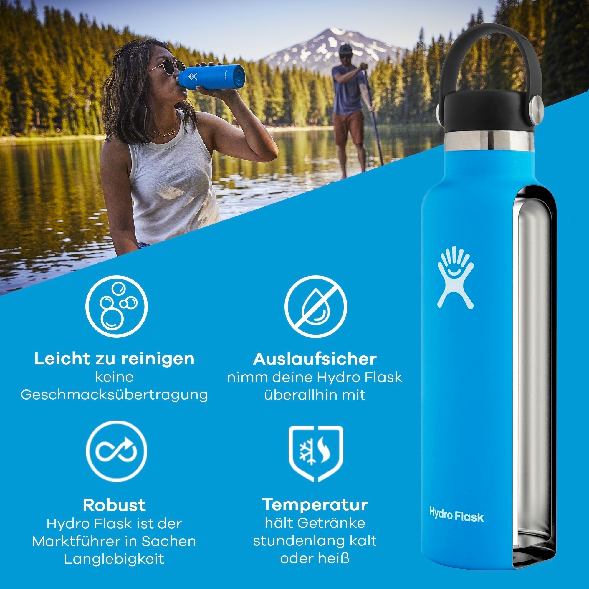 Hydro Flask Isolierflasche »21 Oz Std. Flex Cap« TempShield®️ doppelwandige Vakuumisolierung