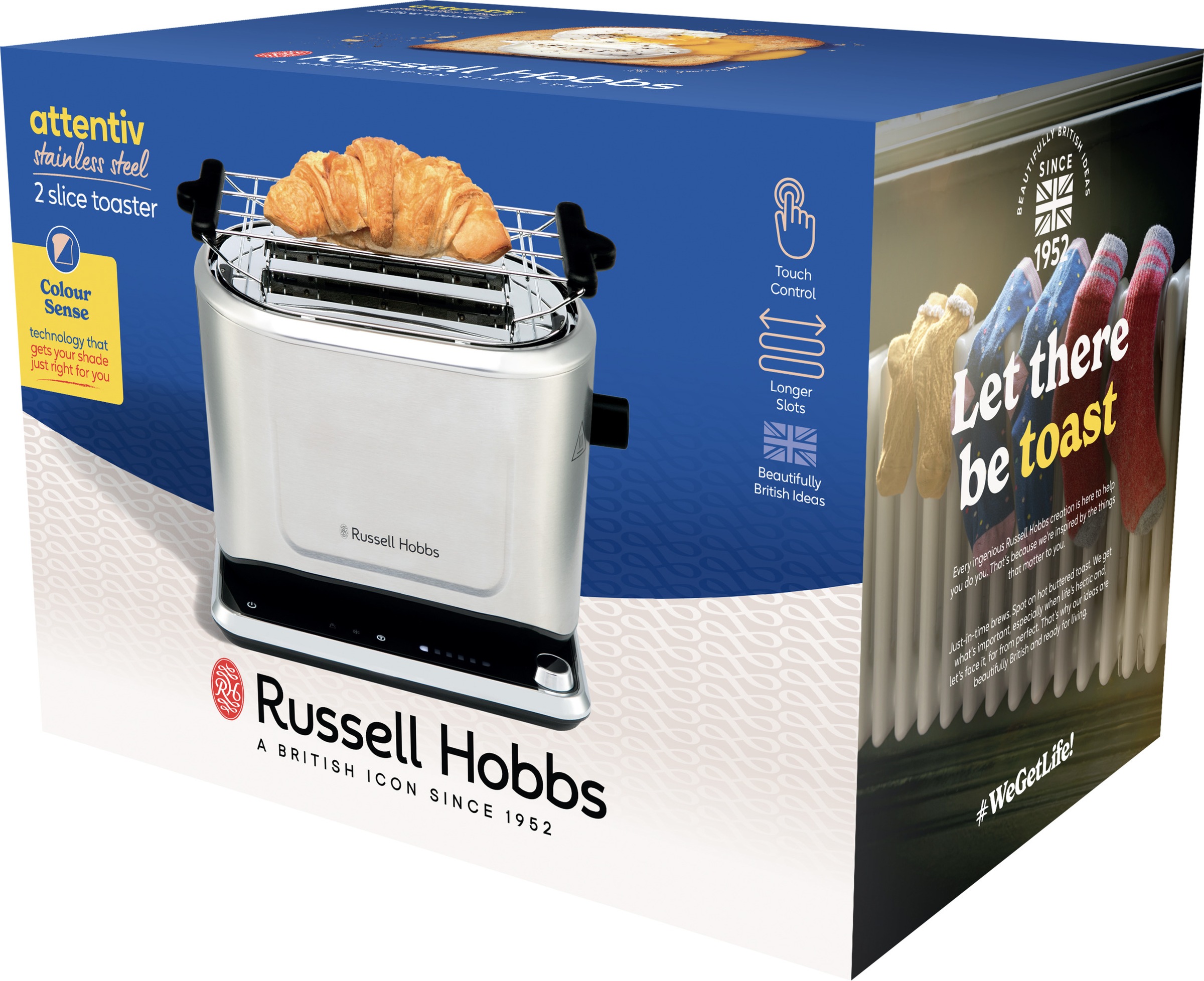 RUSSELL HOBBS Toaster »Attentiv 26210-56«, 2 lange Schlitze, für 2 Scheiben, 1640 W