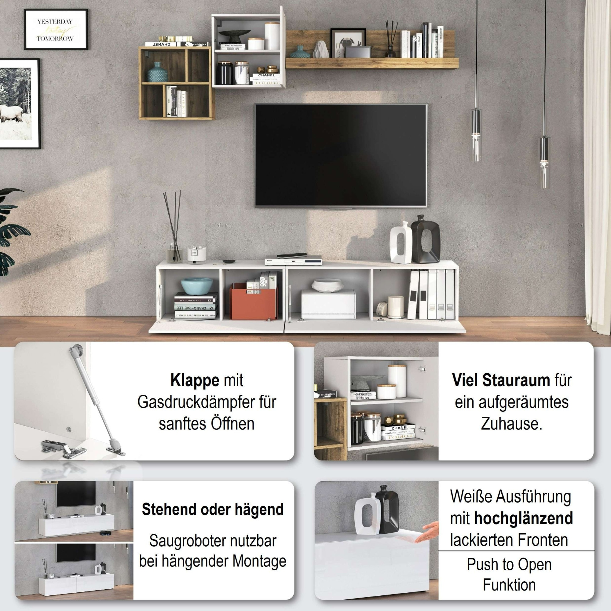 INOSIGN TV-Wand »Chronos TV-Set, Wohnwand – Elemente frei platzierbar, Made in Italy« Set, 5-er set, 5 Stk. tlg.