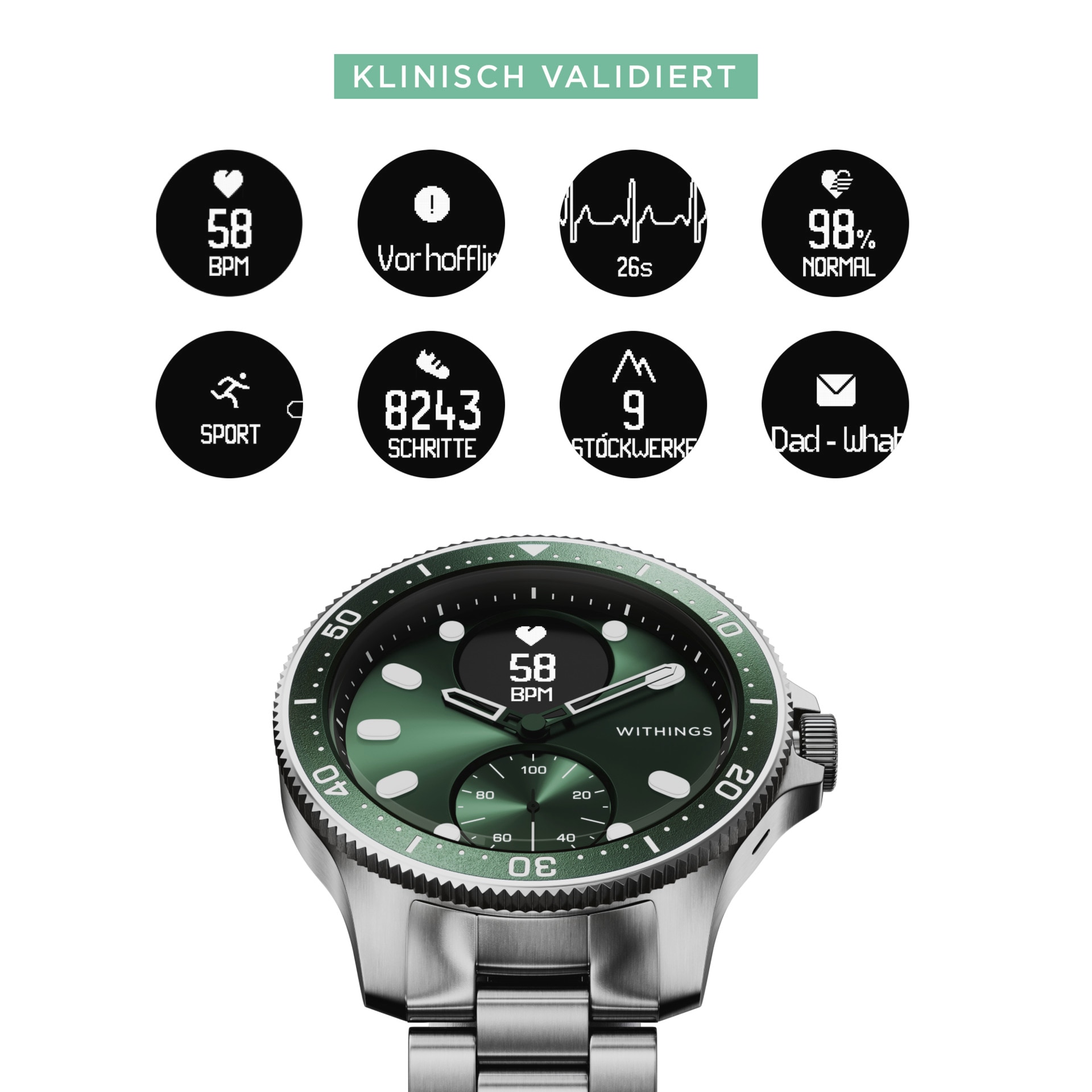 Withings Smartwatch »ScanWatch HORIZON (43mm)«, Proprietär,)
