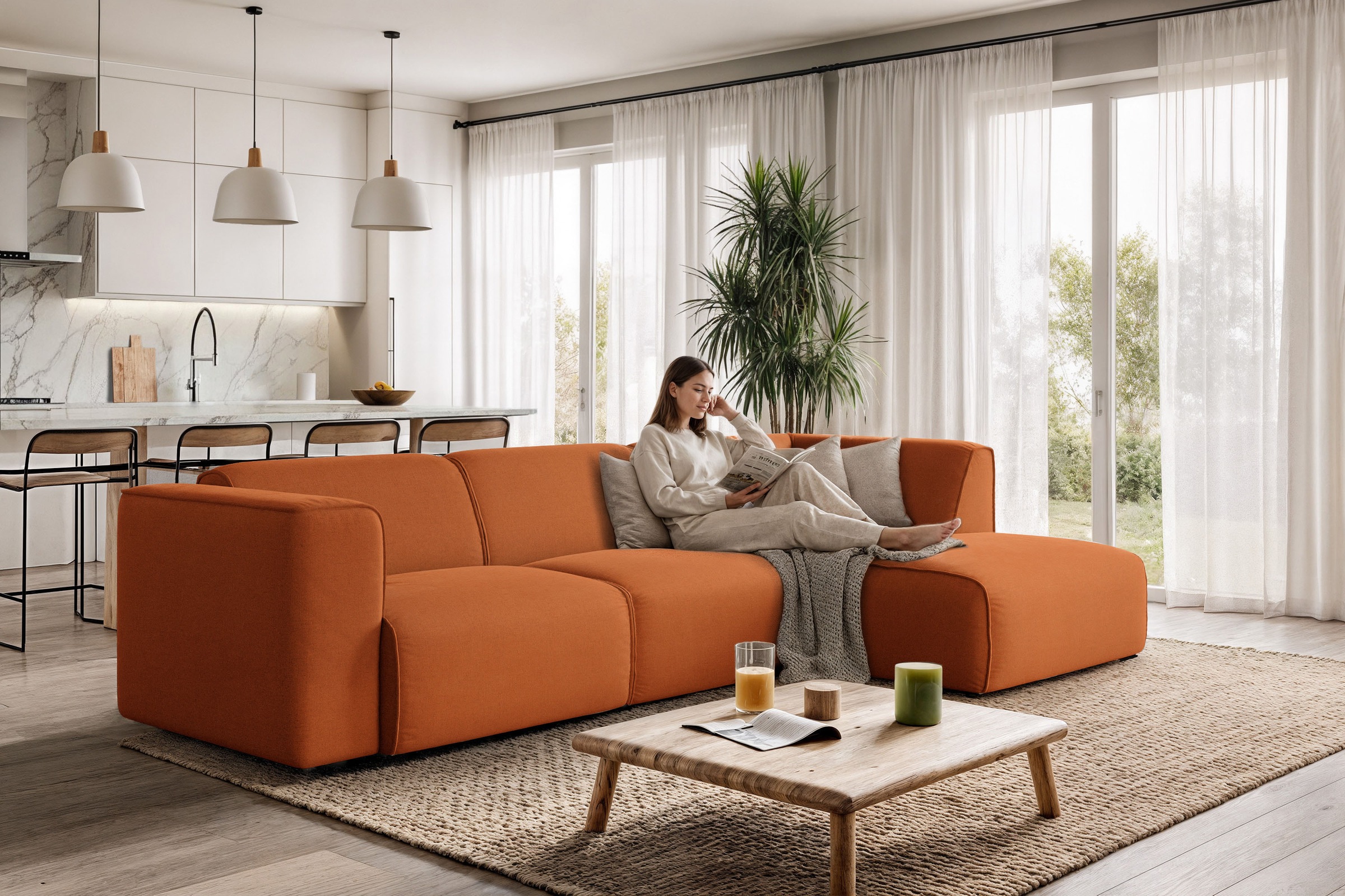 OTTO home Ecksofa »Merid L-Form, jederzeit durch Module erweiterbar, B/T/H: 295/162/70 cm« als Modul oder separat verwendbar, für individuelle Zusammenstellung