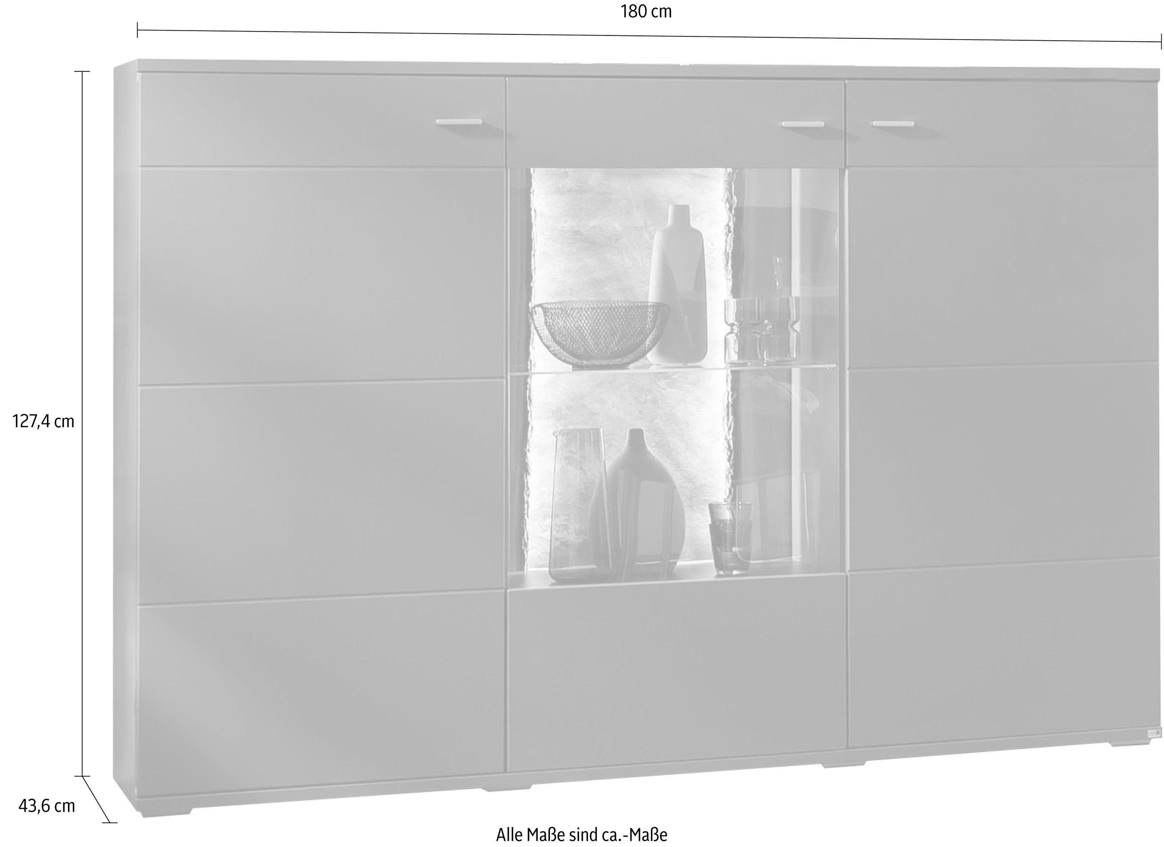 Typ one Glastür mit bequem cm, getönter Musterring set by »TACOMA«, 180 Highboard bestellen 52, Breite