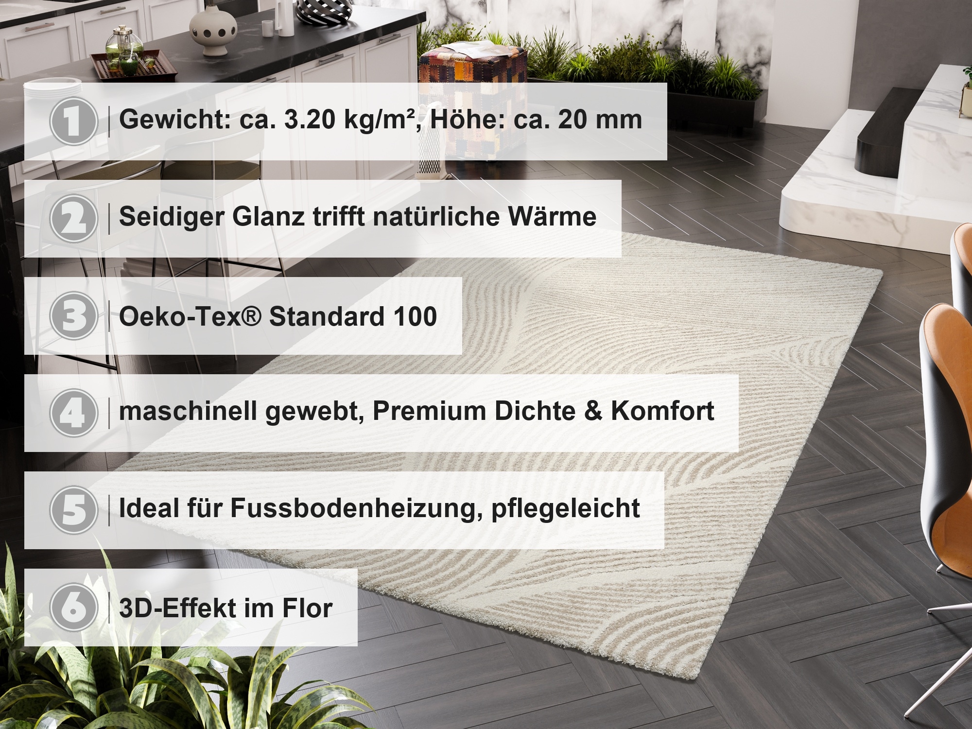 OCI DIE TEPPICHMARKE Teppich »LIV PATH, auch als Läufer und in Rund« rechteckig 20 mm Höhe Design Teppich, auch in rund, quadratisch und als Läufer erhältlich