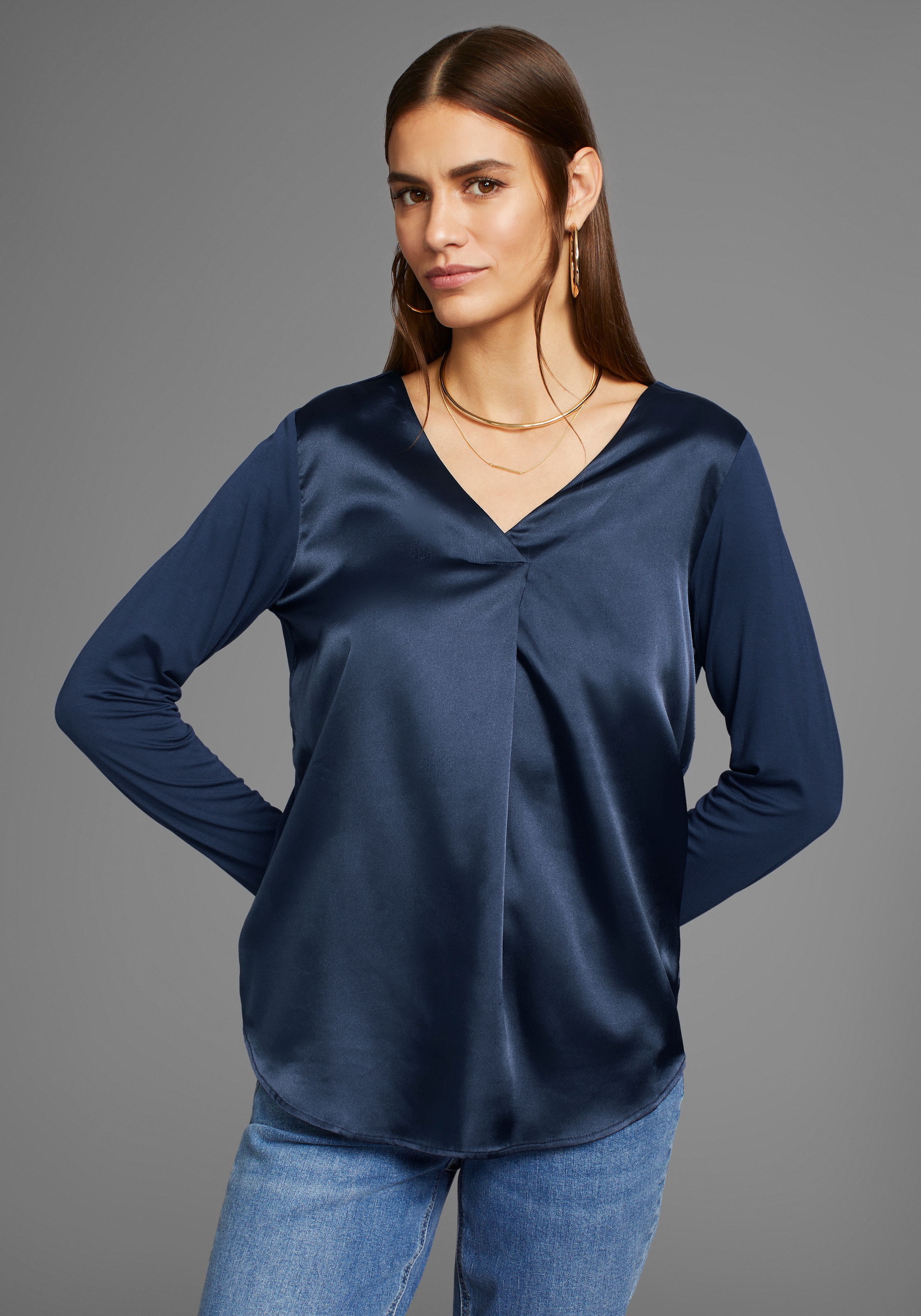 HECHTER PARIS Shirtbluse, mit V-Ausschnitt