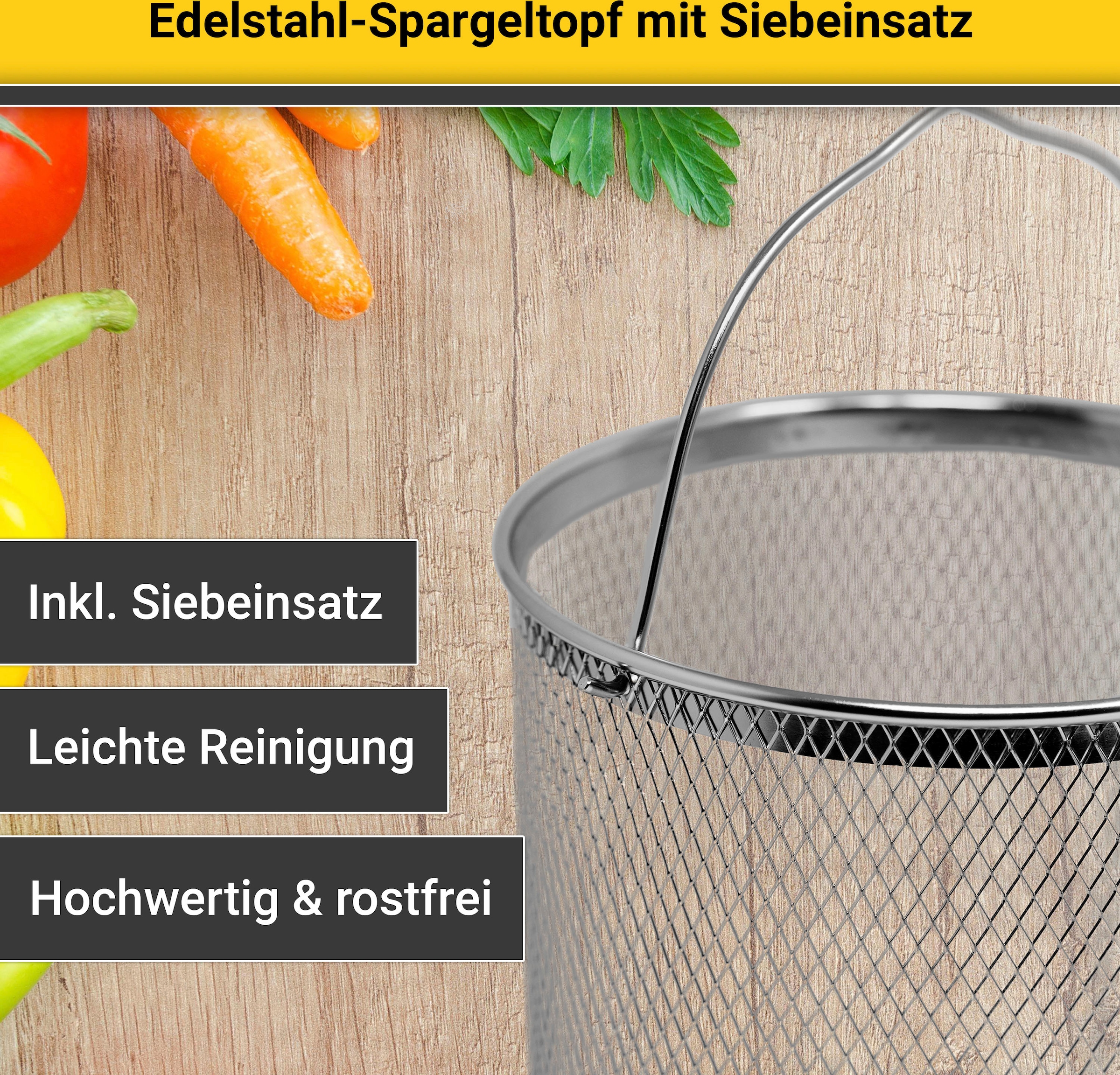 Krüger Spargeltopf, Edelstahl, (1 tlg.), für Induktions-Kochfelder geeignet