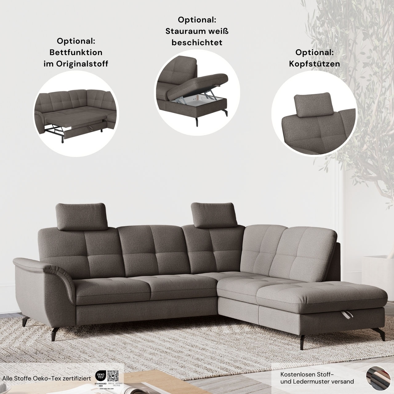 sit&more Wohnlandschaft »Zora U-Form«, wahlweise mit Bettfunktion und Bettkasten