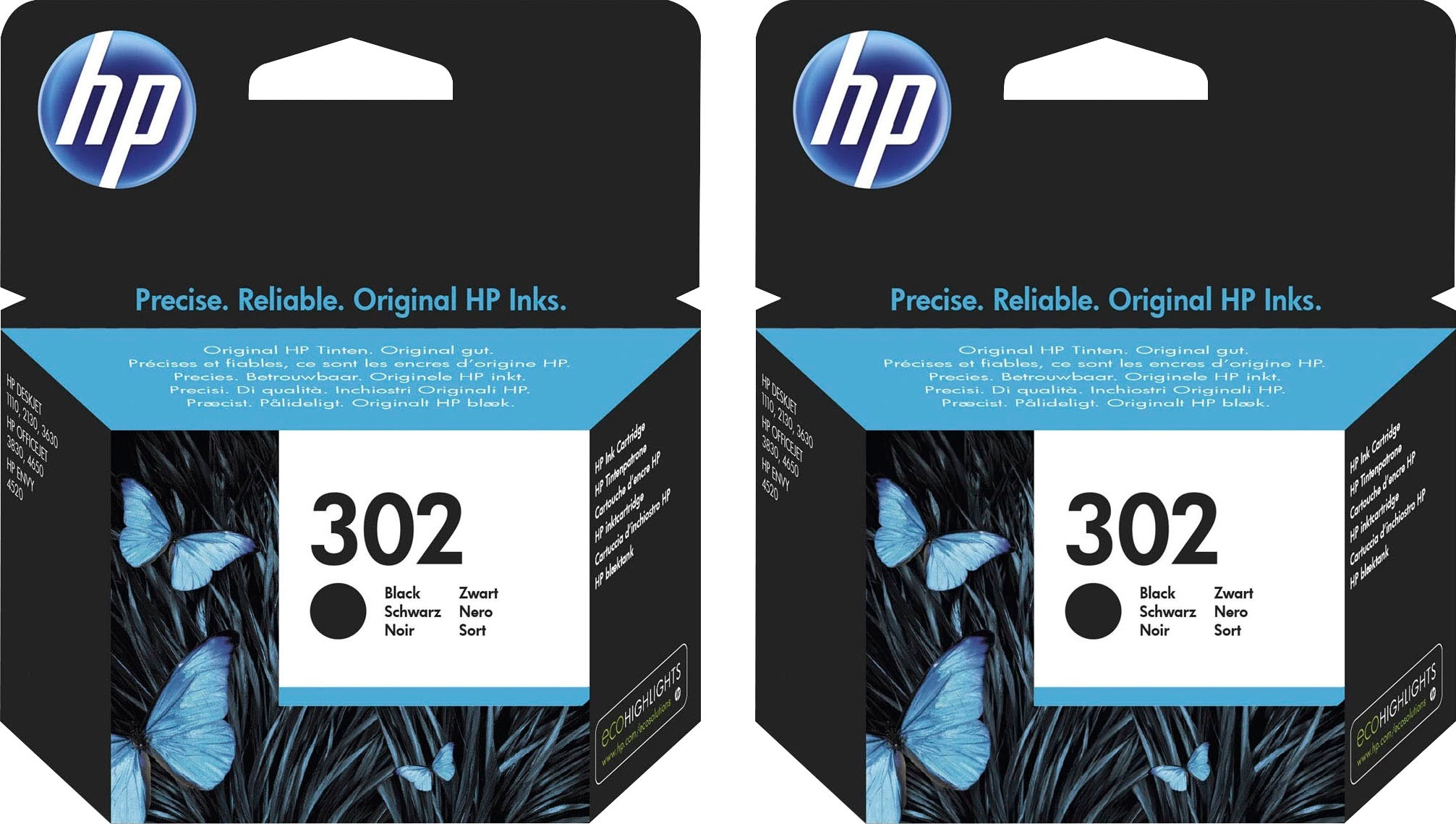HP Tintenpatrone »302«, (Set, 2 St., Doppelpack), original Druckerpatrone  302 schwarz ➥ 3 Jahre XXL Garantie | UNIVERSAL