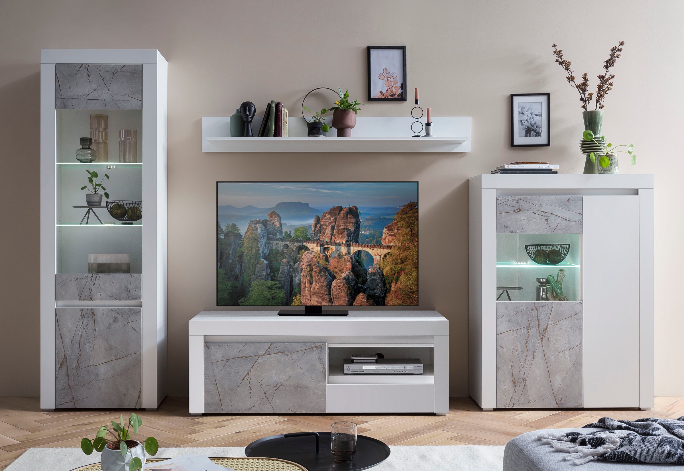 Home affaire Wohnwand »Stone Marble«, (4 St.), bestehend aus vier Möbelstücken, in... kaufen