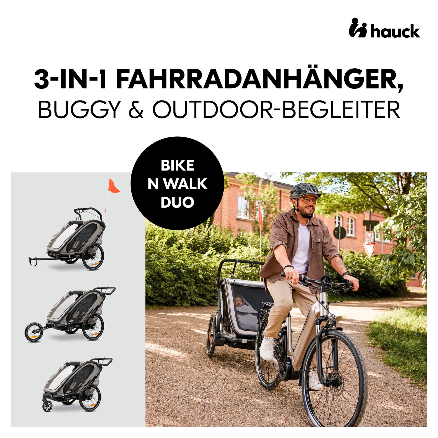 Hauck Fahrradkinderanhänger »Bike N Walk Duo«, für 2 Kinder, inkl. Deichsel
