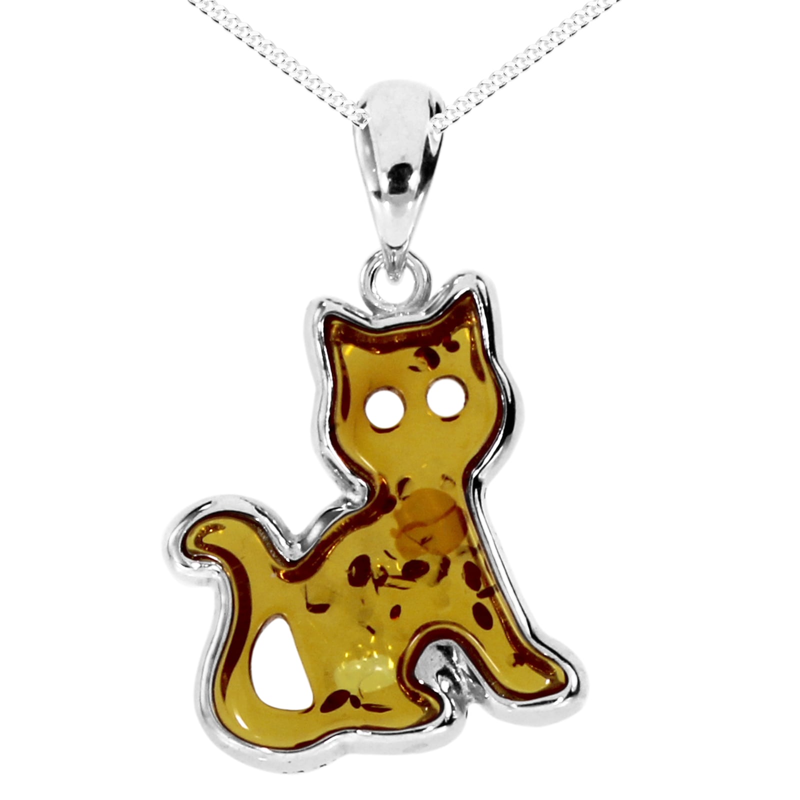 OSTSEE-SCHMUCK Kette und Anhänger Set »- Katze - Silber 925/000 - Bernstein«