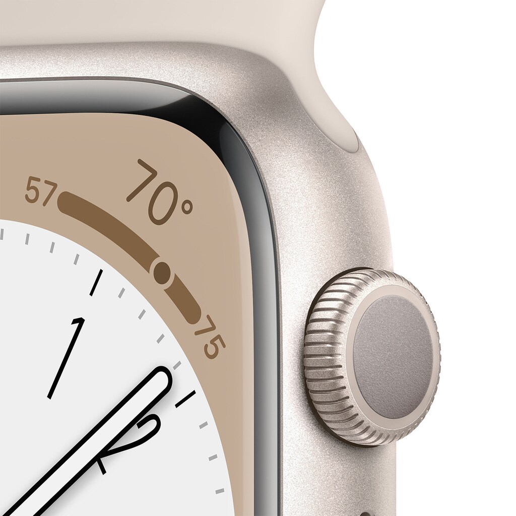 Apple Watch Series 8 GPS, 41 mm Aluminiumgehäuse Polarstern, Sportarmband Polarstern