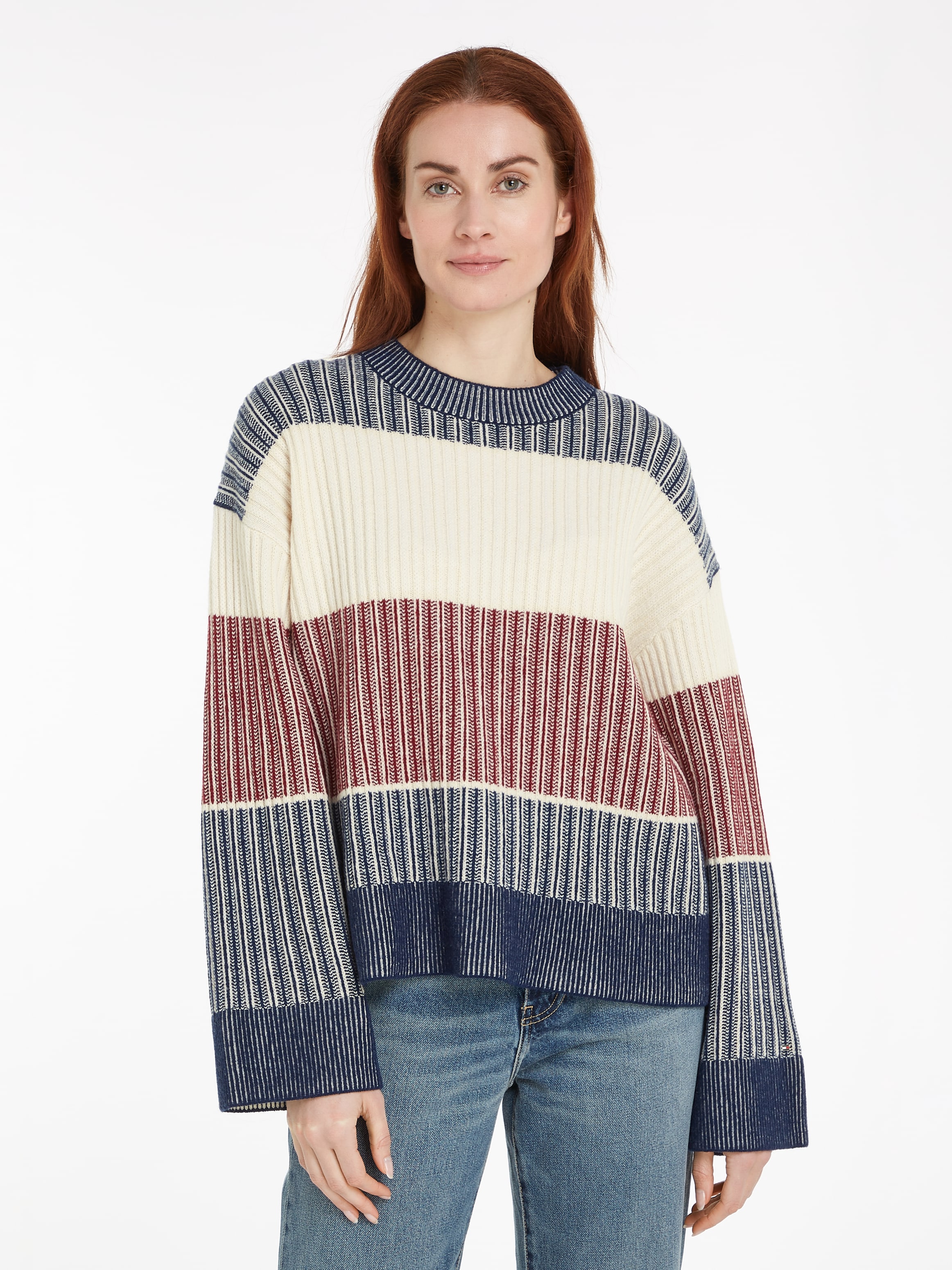 Tommy Hilfiger Strickpullover »GLOBAL STP ALL OVER SWEATER«, (Global Serie TH WOMEN), mit Tommy Hilfiger Global Stripe