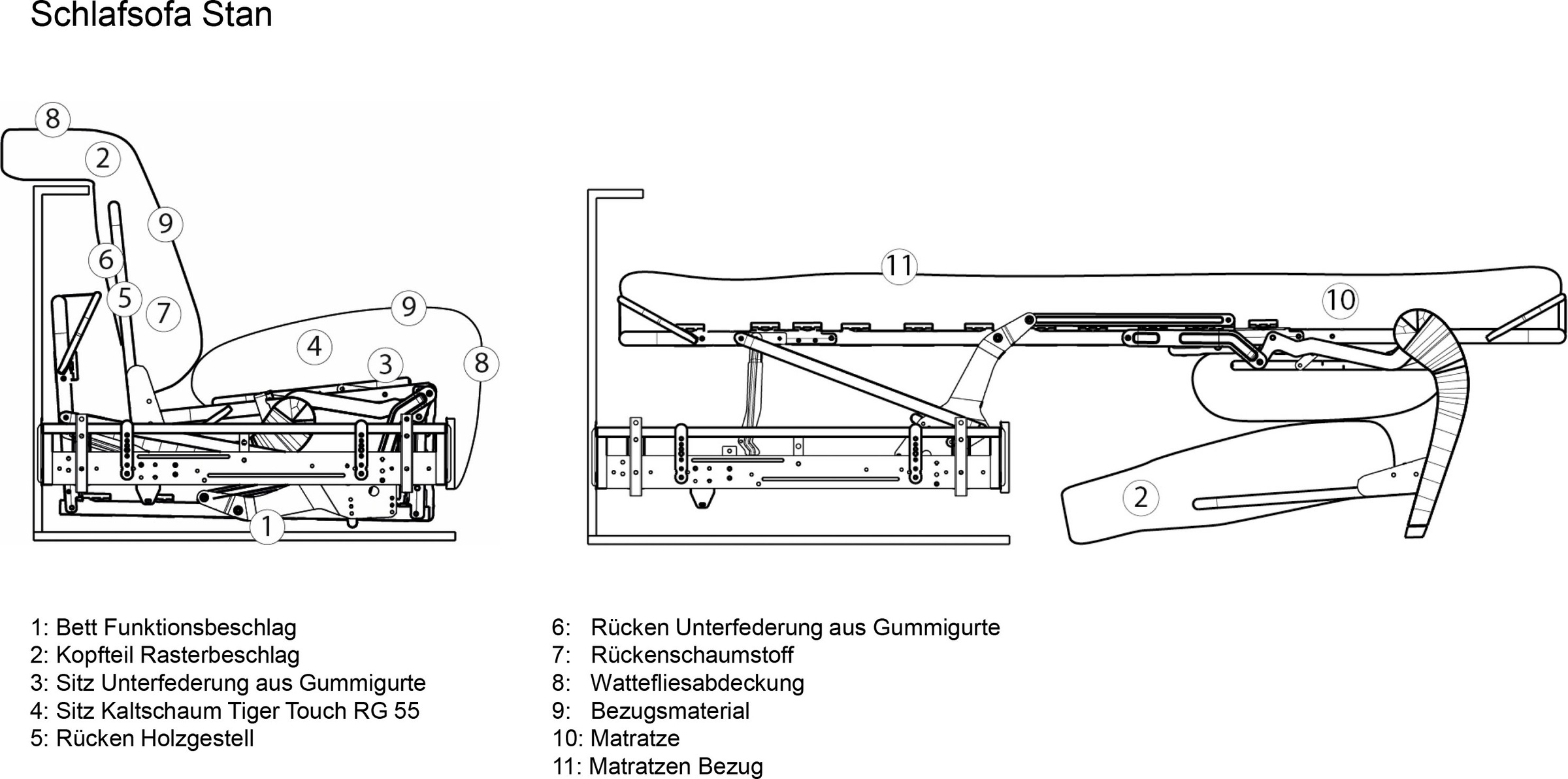 Places of Style Schlafsofa »Quarto für Dauerschläfer geeignet durch hochwertigen Faltbeschlag«, 3 Breiten und 3 Matratzenausführungen, belastbar zwischen 200-.270kg