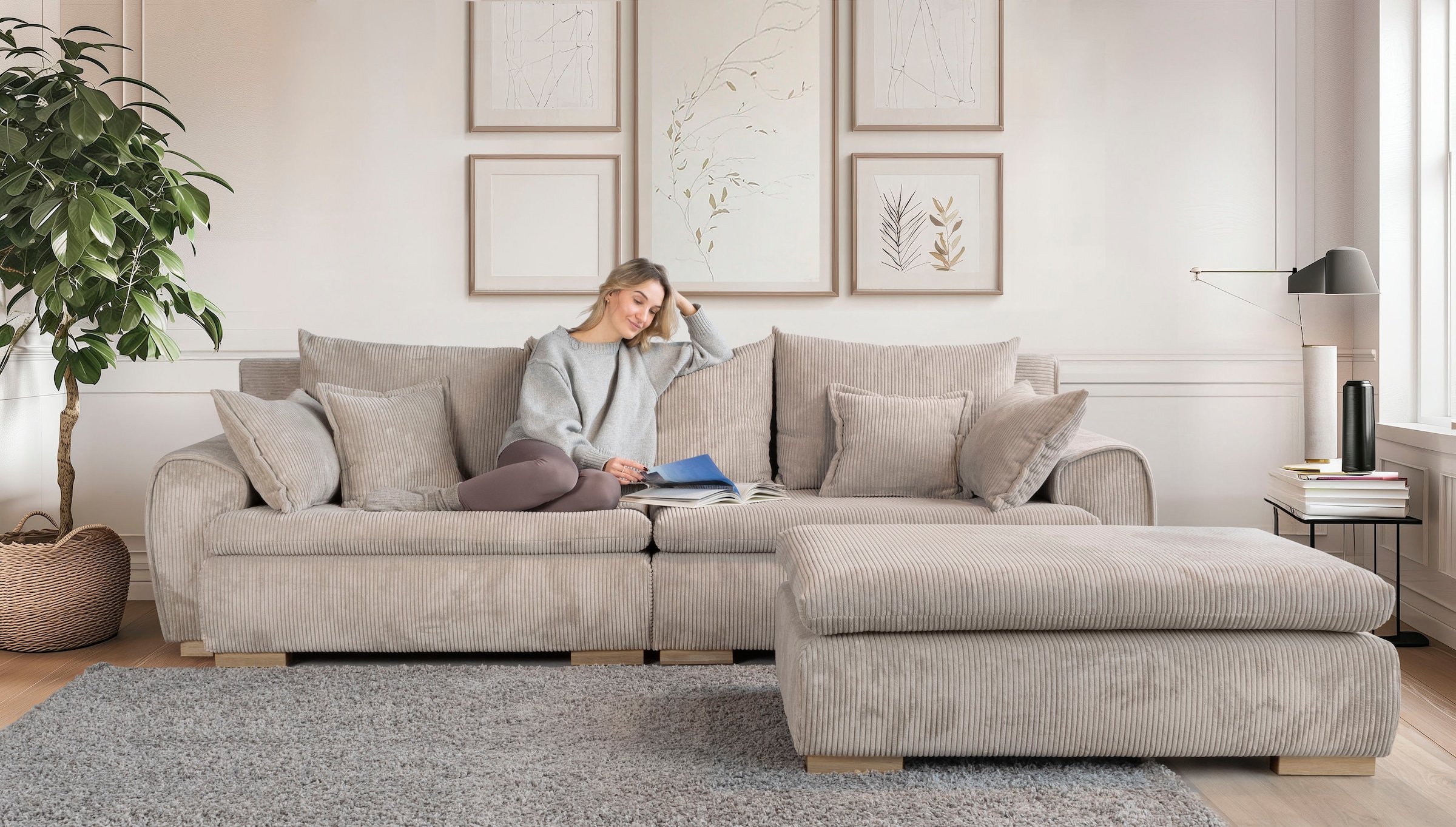 Home affaire Big-Sofa »Katja«, Breite 275 cm, Cord-Bezug