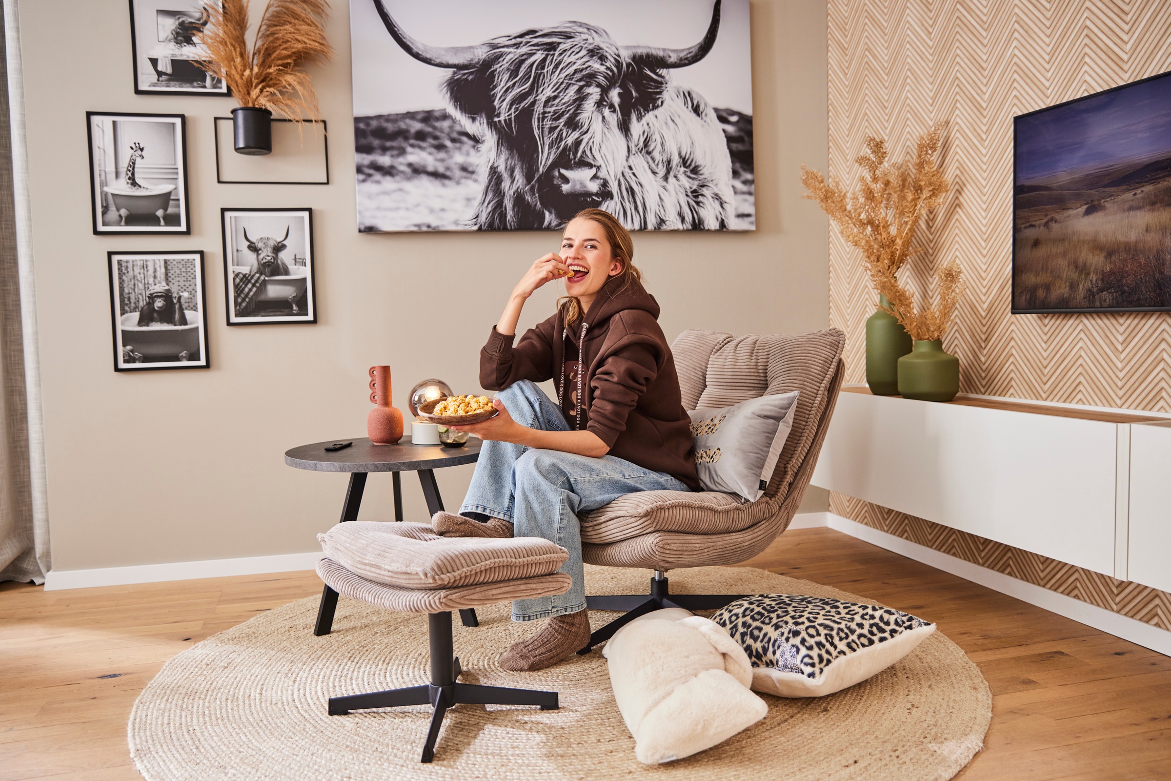 Jockenhöfer Gruppe Relaxsessel »Kasper«, Inklusive Hocker, 360° Drehfunktion