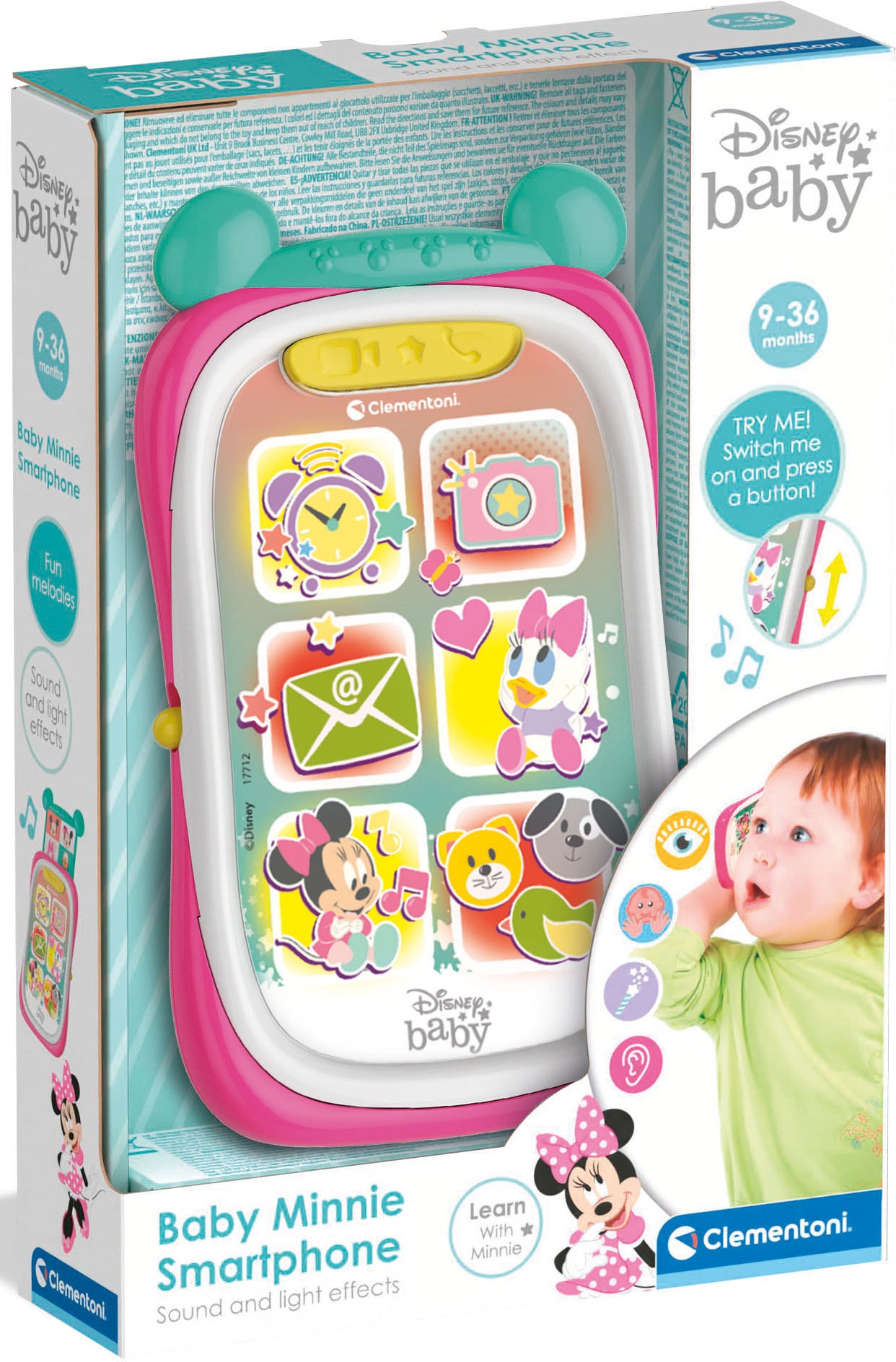 Soundeffekten Clementoni, und Licht- »Baby Minnie«, Spiel-Smartphone Clementoni® mit bei
