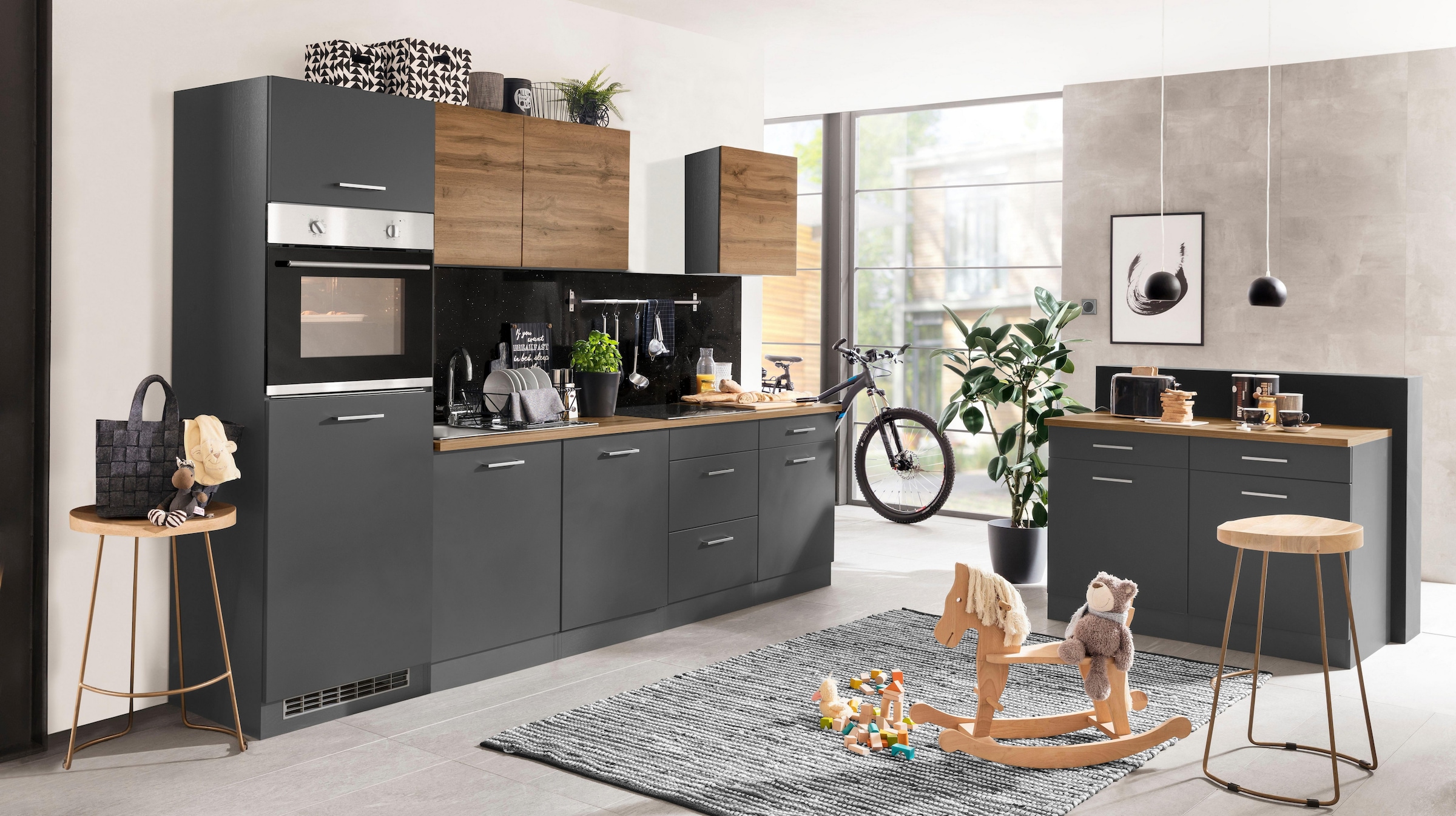 KOCHSTATION Küchenzeile »KS-Kehl«, ohne E-Geräte, Breite 300 cm, für Kühlschrank