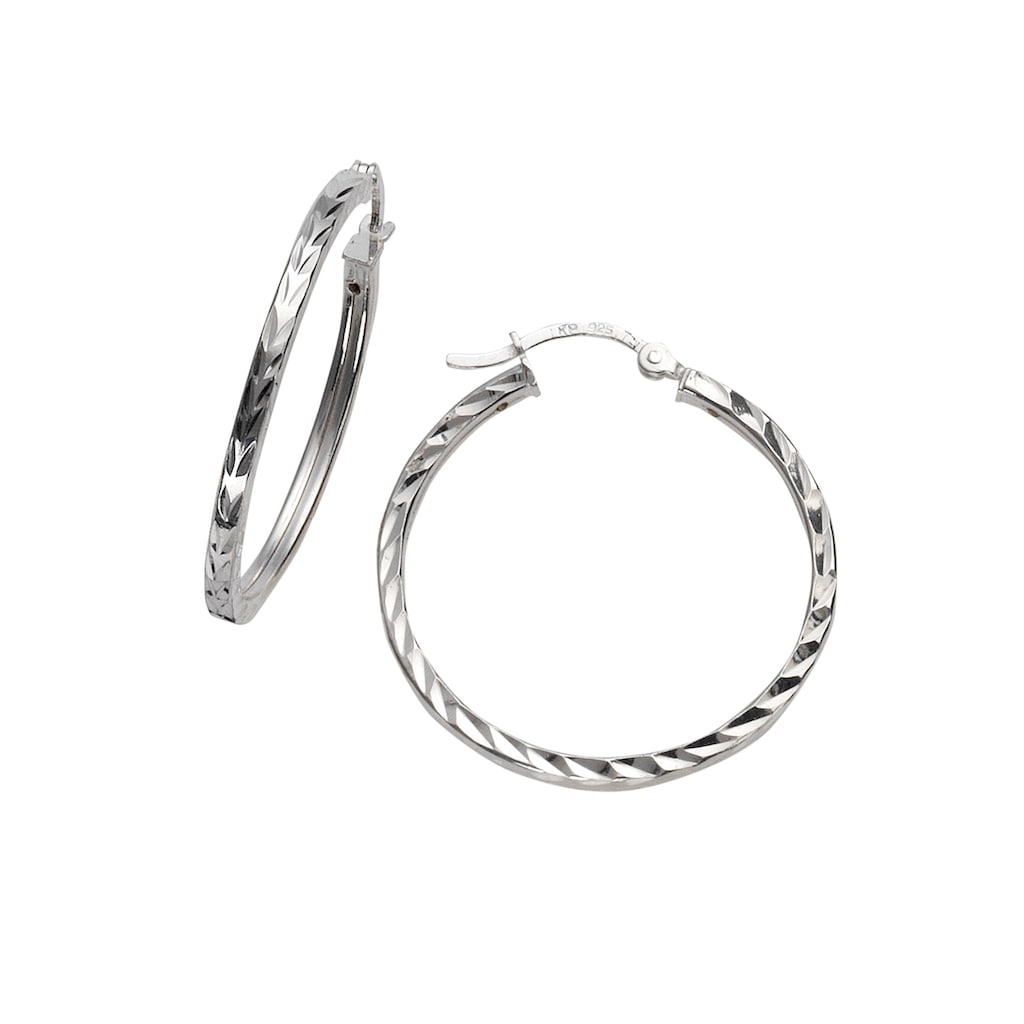 Firetti Paar Creolen »Schmuck Geschenk Silber 925 glänzendes Design diamantiert«