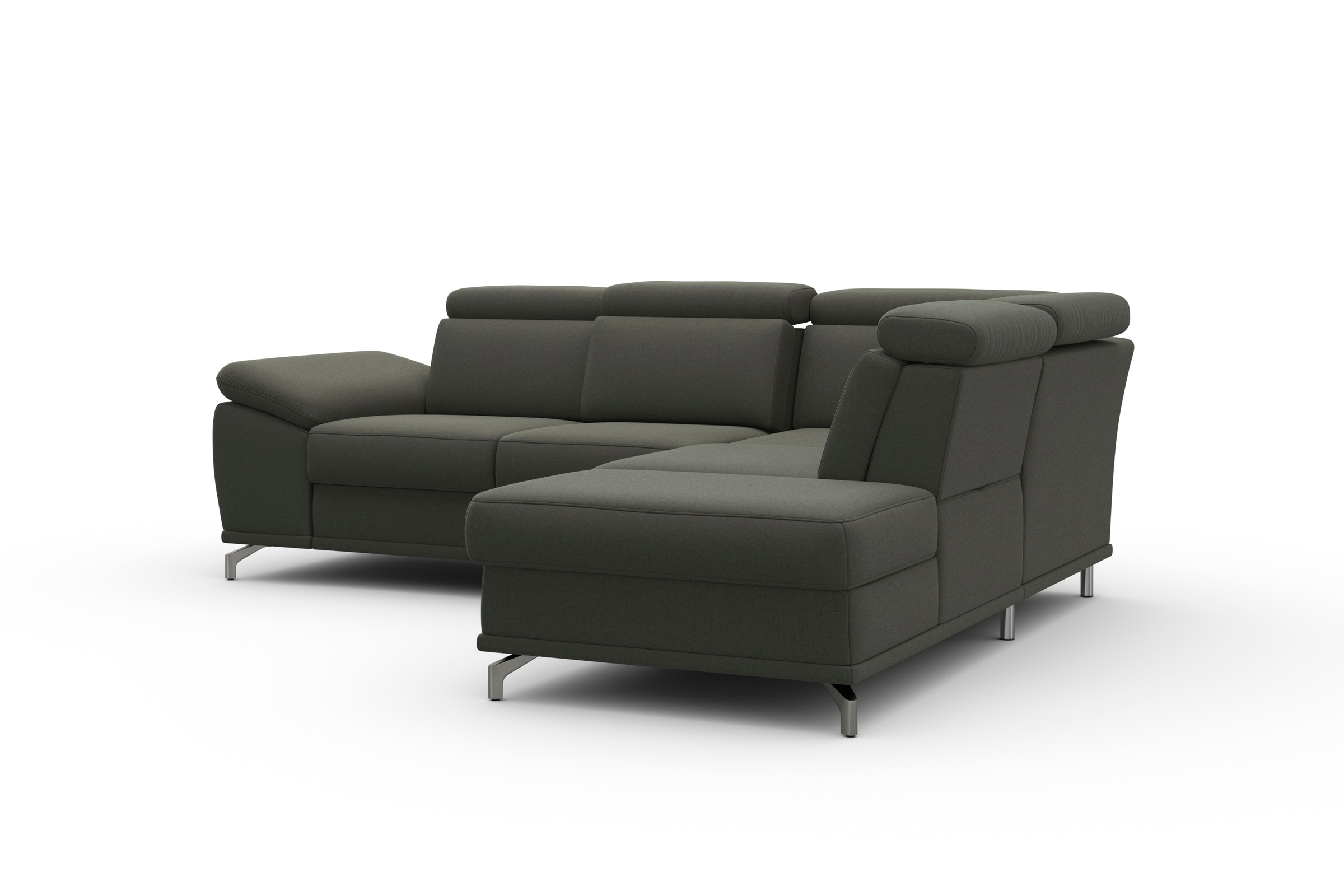 sit&more Ecksofa »Cabrio L-Form, B: 274 cm, mit Sitztiefen-, Arm- & Kopfteilverstellung«, 3 Nierenkissen, Federkern, optional Bettfunktion und Stauraum