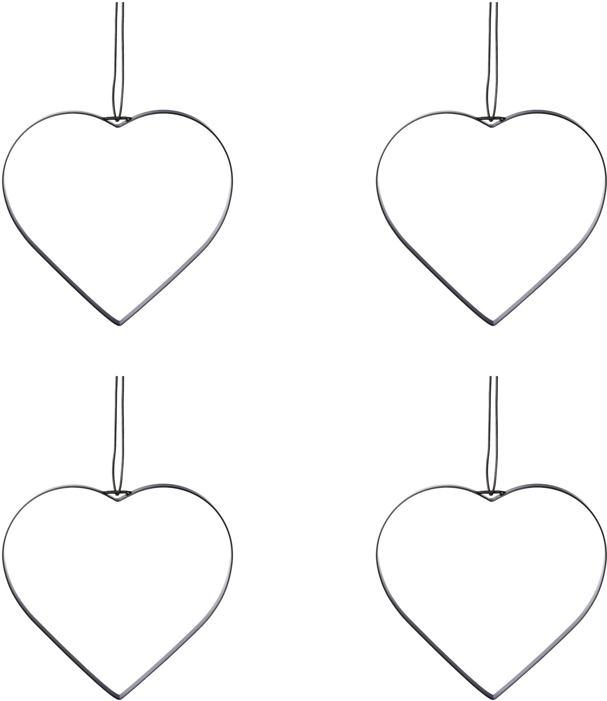 Dekohänger »Herz«, (4 St.), Metallring mit hochwertigem Lederband