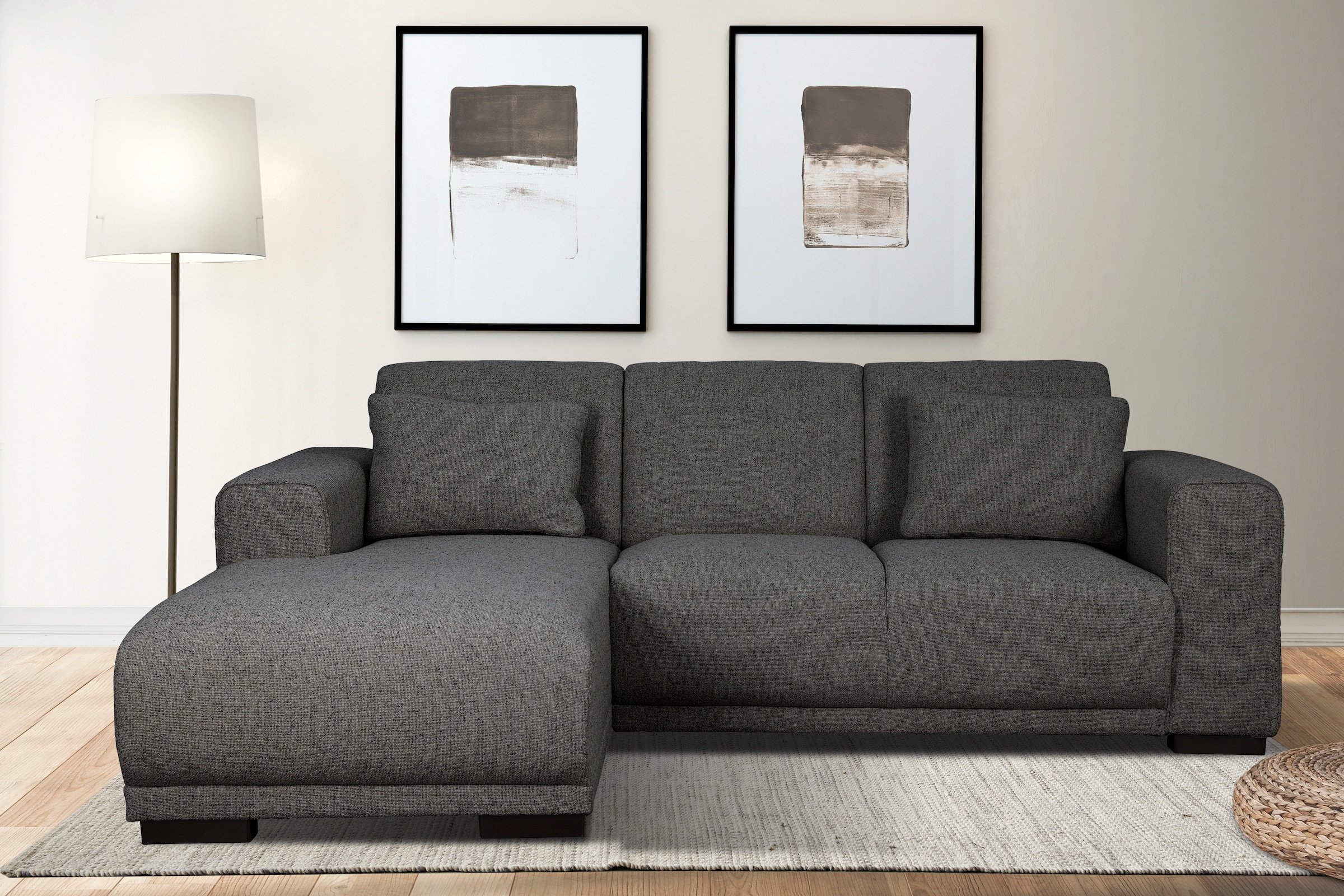 Home affaire Ecksofa »BORNHOLM L-Form mit Recamiere, Maße B/T/H: 234/162/85 cm«, Recamiere links oder rechts bestellbar, Wellenfederung, inkl. 2 Kissen