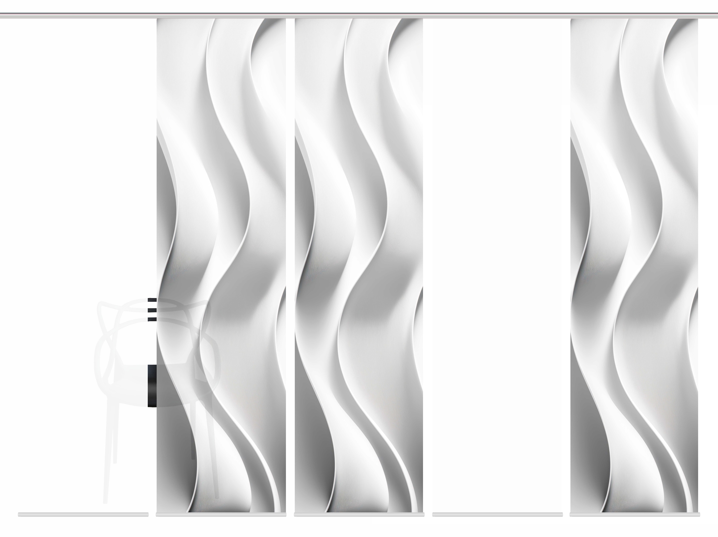 HOME WOHNIDEEN Schiebegardine »JAIR« Paneelwagen 5 Stk. tlg. SCHIEBEVORHANGSET,SEIDENOPTIK,DIGIDRUCK