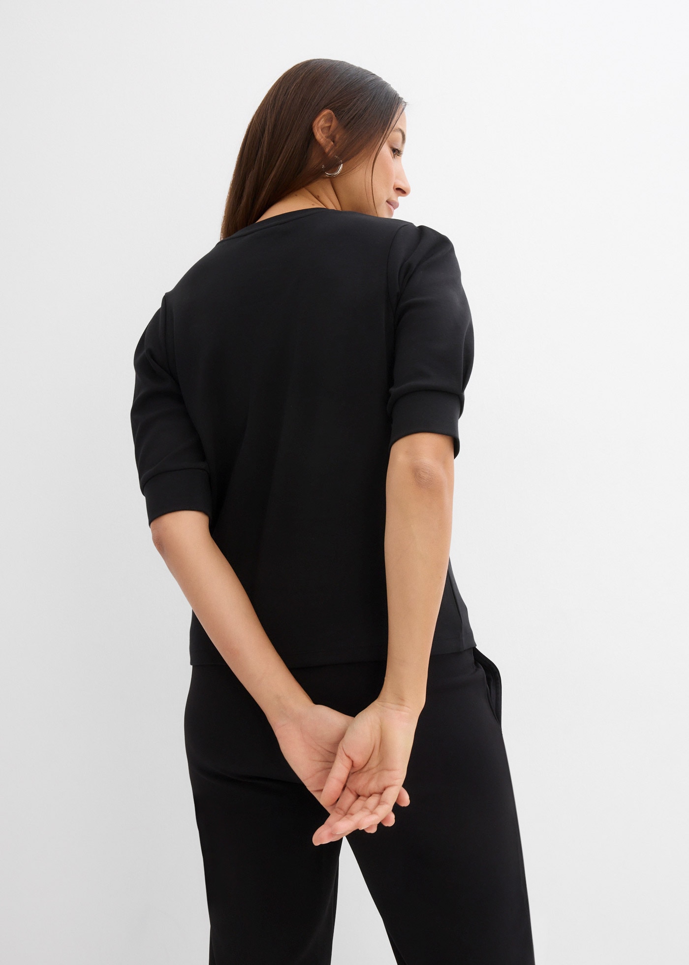 bonprix T-Shirt 1 Oversize-Passform, dezente Puffärmel, Halbarm, aus reiner Baumwolle