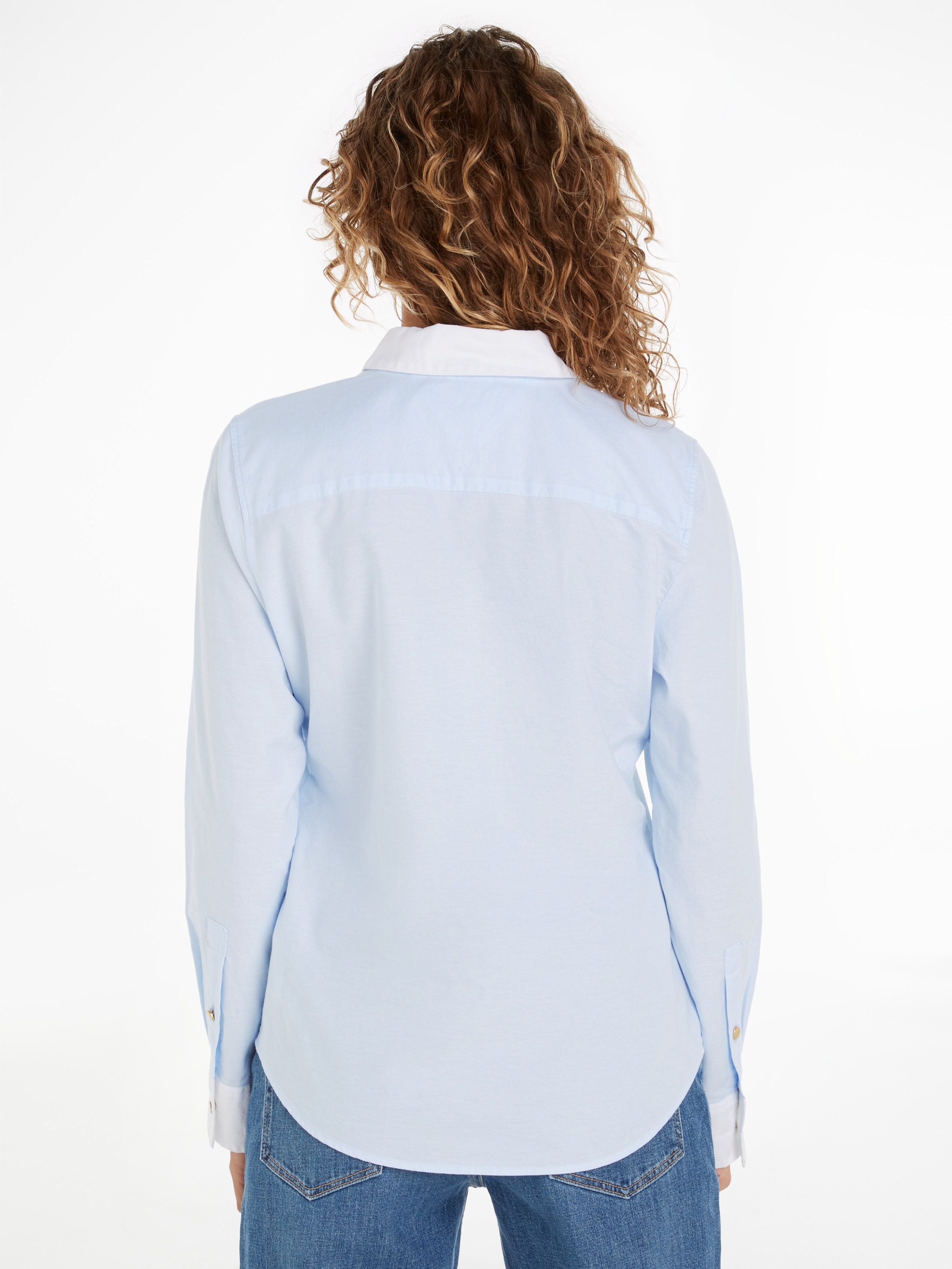 Tommy Hilfiger Hemdbluse »GOLD BUTTON REGULAR LS SHIRT«, mit goldfarbenen Knopf