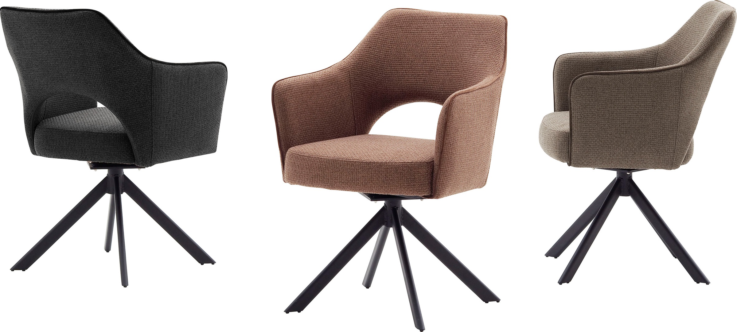 MCA furniture 4-Fußstuhl »Tonala«, (Set), 2 St., Velourstoff grob, (2er-Set), 180° drehbar, Belastbarkeit 120 kg, Sitzhöhe ca. 49 cm