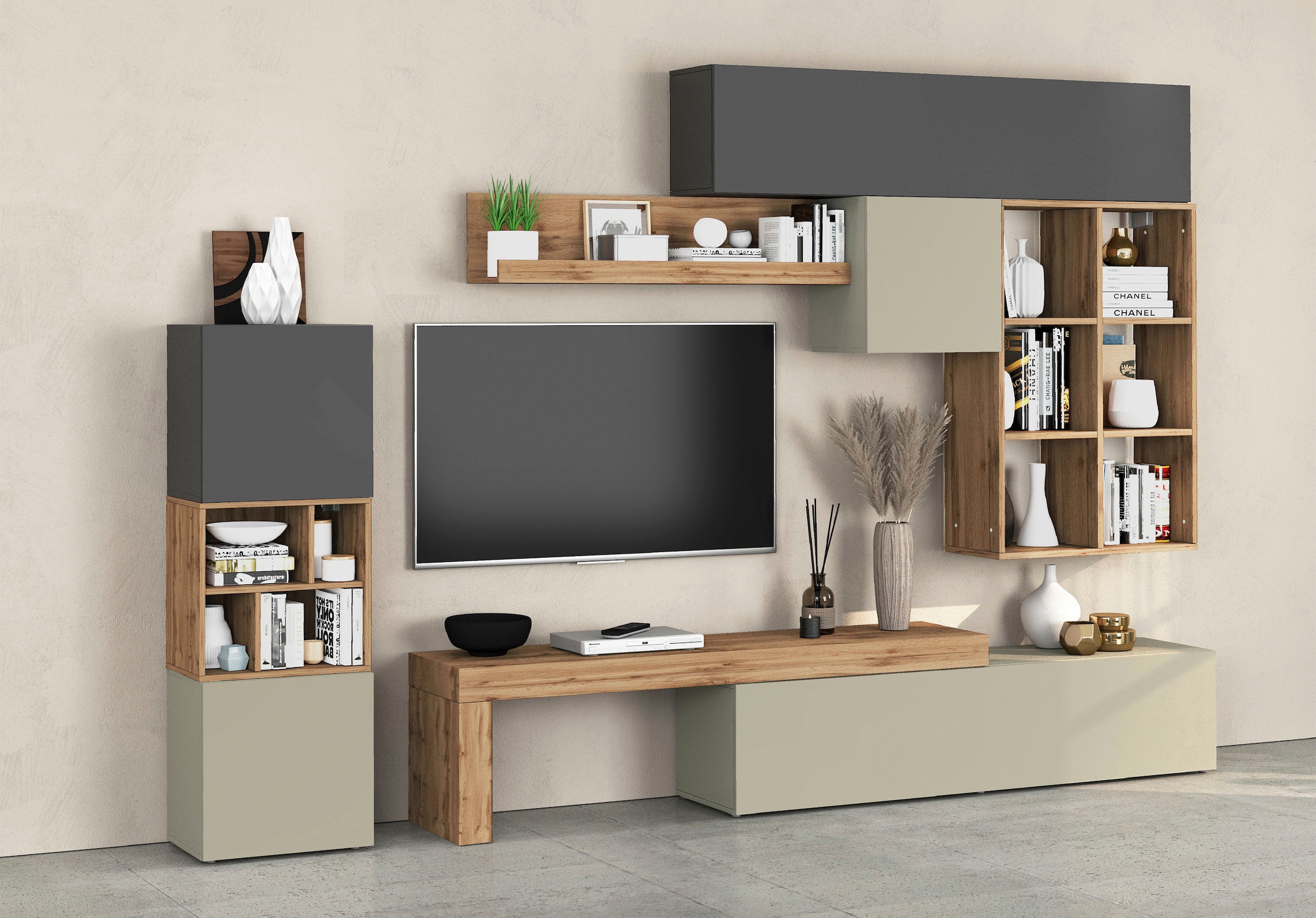 INOSIGN Wohnwand »Chronos Wohnwand, Medienwand, 8-er set« 8 Stk. tlg.