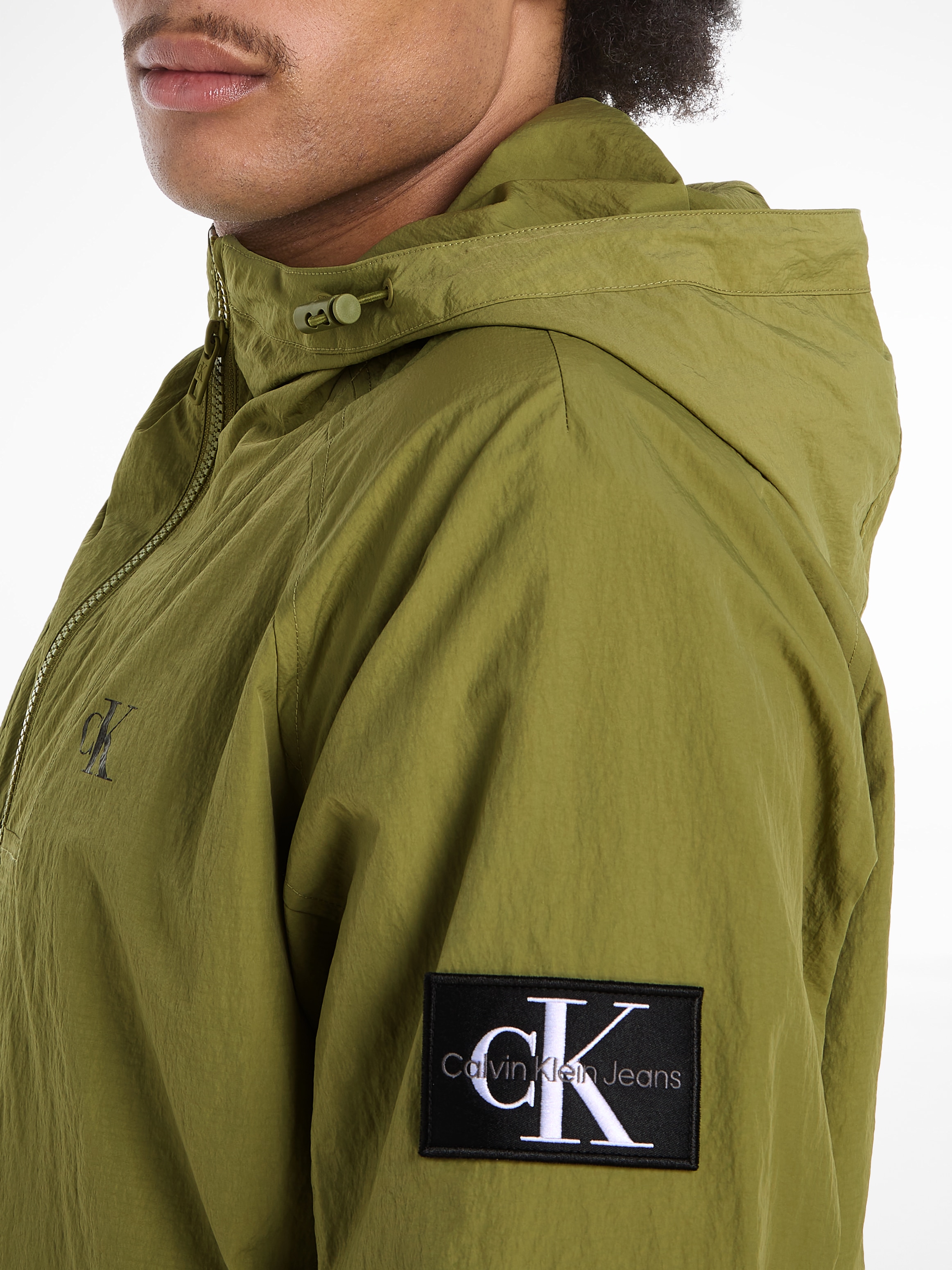 Calvin Klein Jeans Outdoorjacke »UNPADDED HOODED HARRINGTON«, mit Kapuze, mit Calvin Klein Logo-Badge