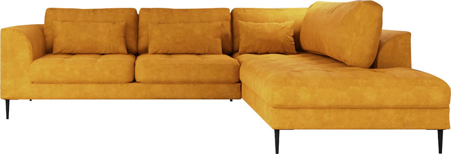 TRENDMANUFAKTUR Ecksofa »Luzi, wahlweise mit Schlaffunktion und Bettkasten, gemütlich, L-Form«, Designsofa mit Ottomane, Metallfüße schwarz, Breite 264 cm