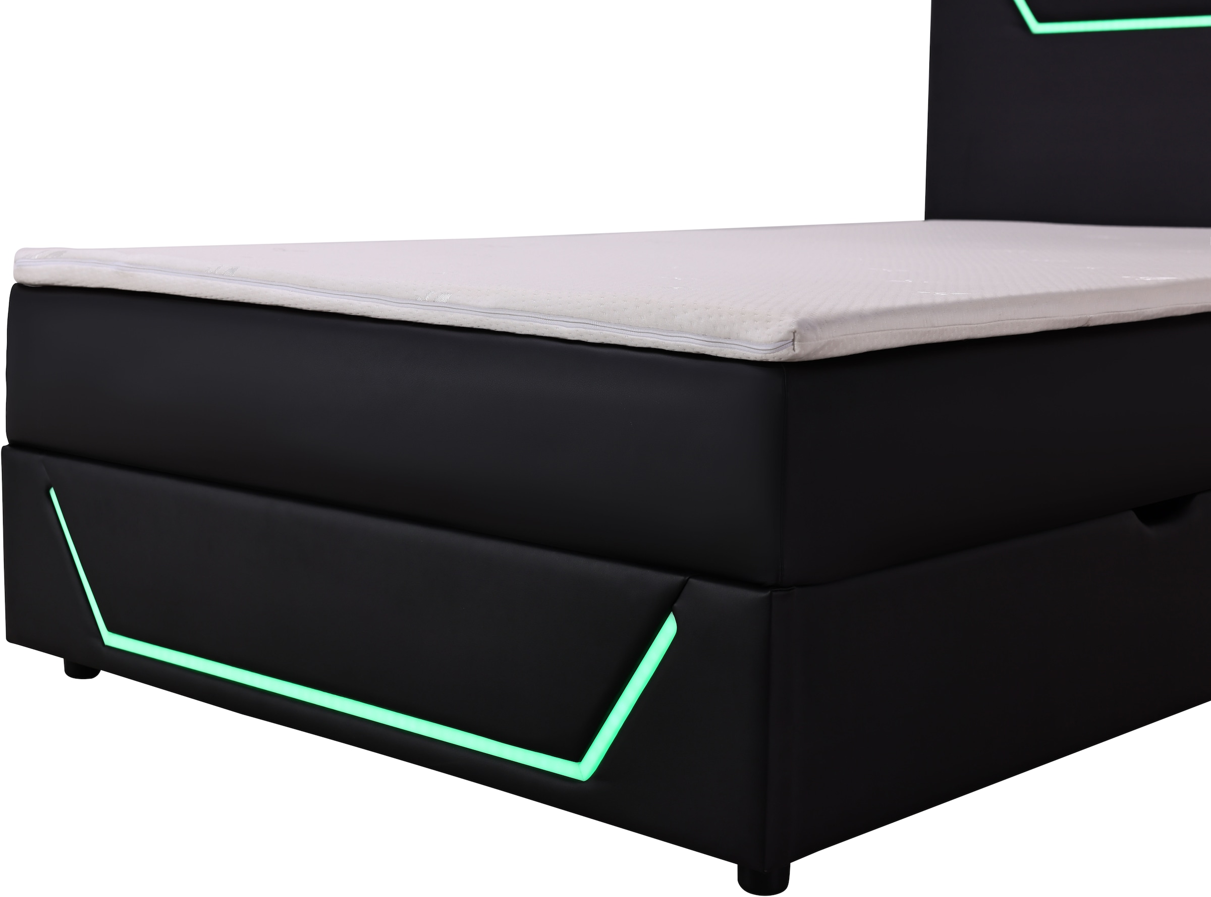 Home affaire Boxbett »GALAXY inkl. Bettkasten, mit grüner LED-Beleuchtung, Breite: 120cm« Gamingbett mit USB-C und USB-A Anschluss am Kopfteil, inkl. Topper