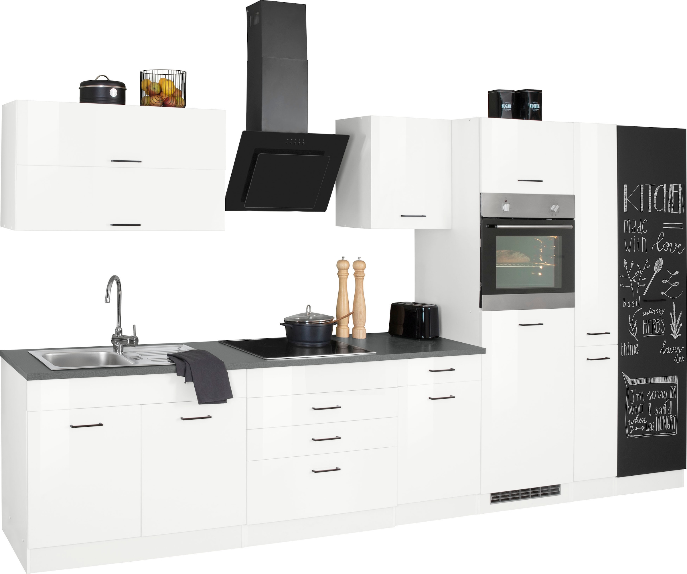 KOCHSTATION Küchenzeile »KS-Trier« mit E-Geräten, Breite 370 cm