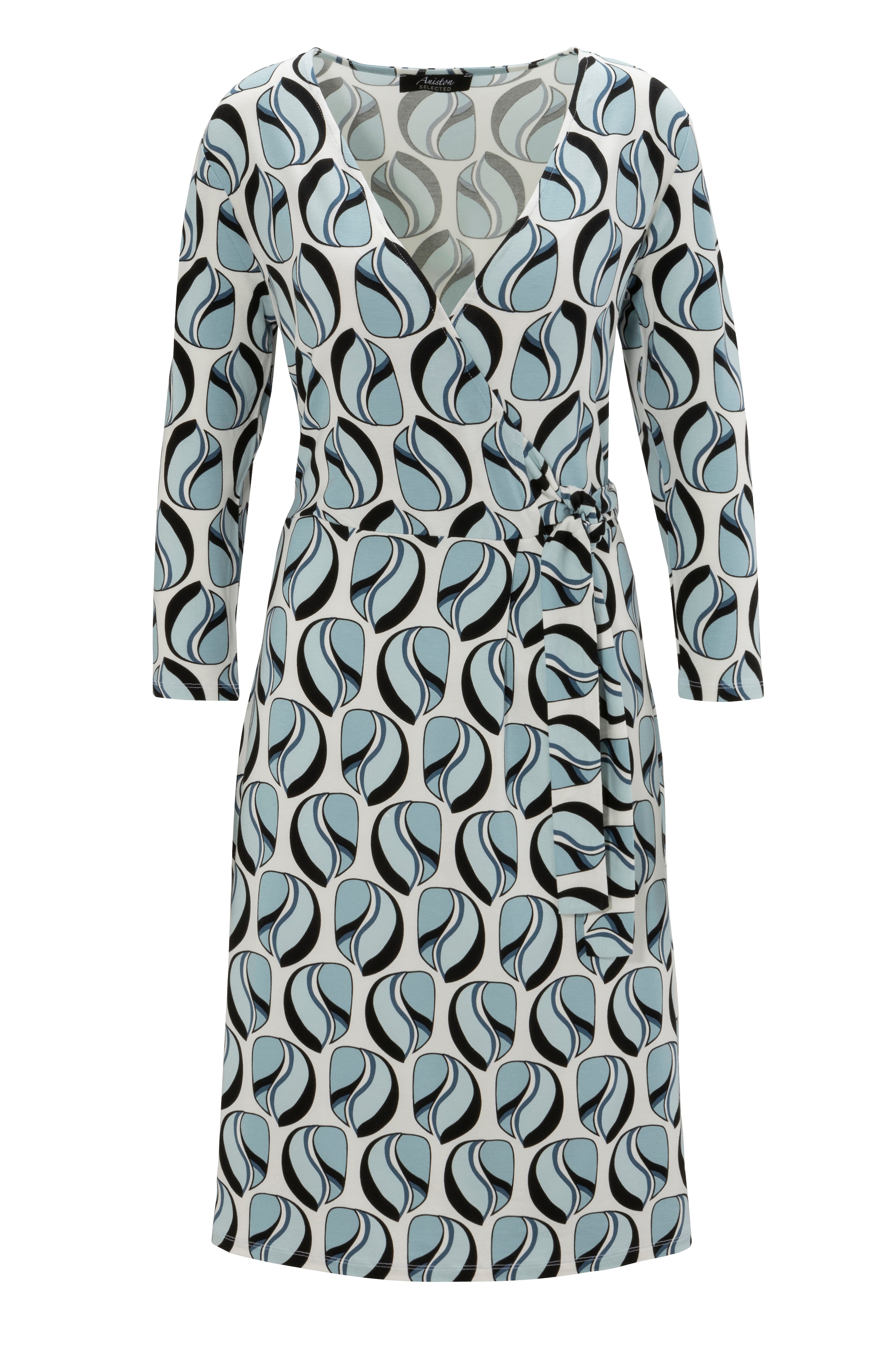 Aniston SELECTED Jerseykleid, mit Bindedetail und V-Ausschnitt in Wickeloptik - NEUE KOLLEKTION
