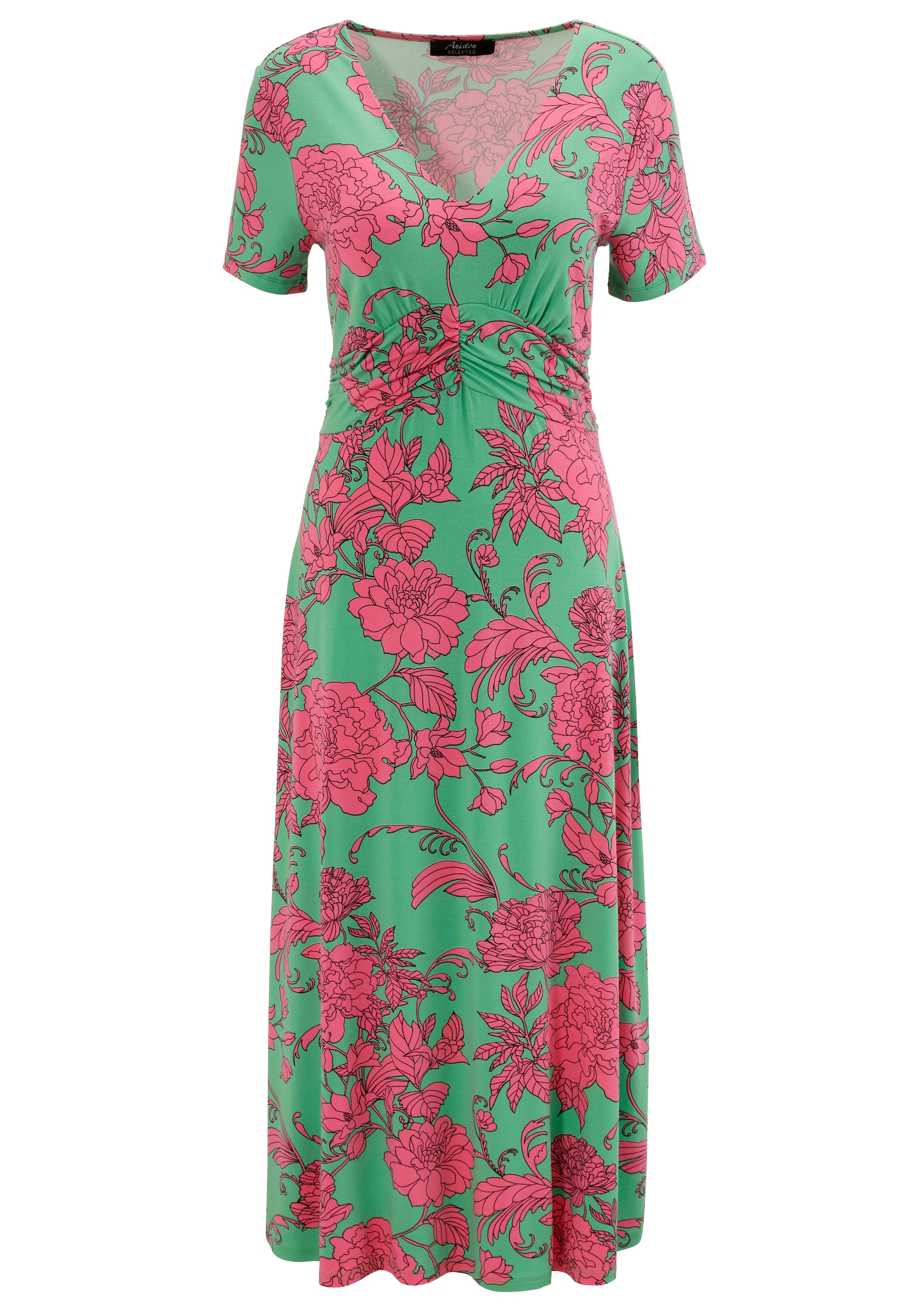 Aniston SELECTED Sommerkleid, mit abstrakten Blüten- und Blätterdruck - NEUE KOLLEKTION