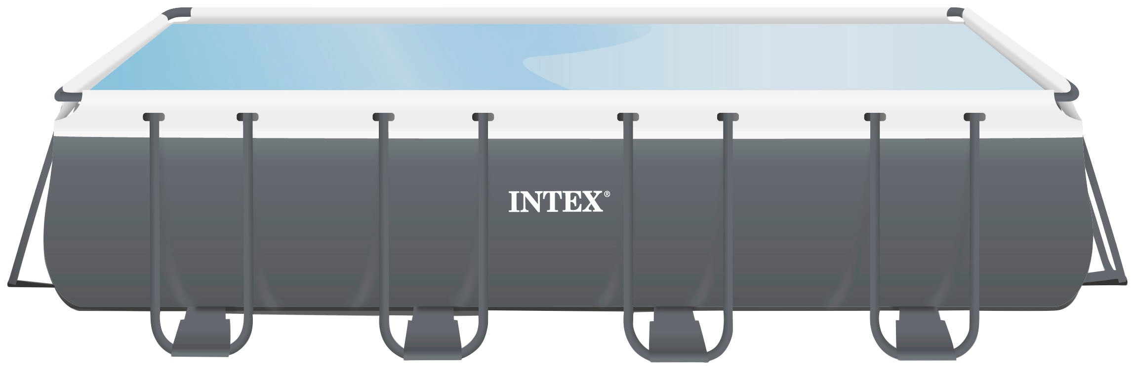 Intex Rechteckpool »26364GN »Framepool« 732x366x132 cm«, (Set), inkl. ZX300 DELUXE Poolreiniger & Luftmatratze Rainbow Seashell Float