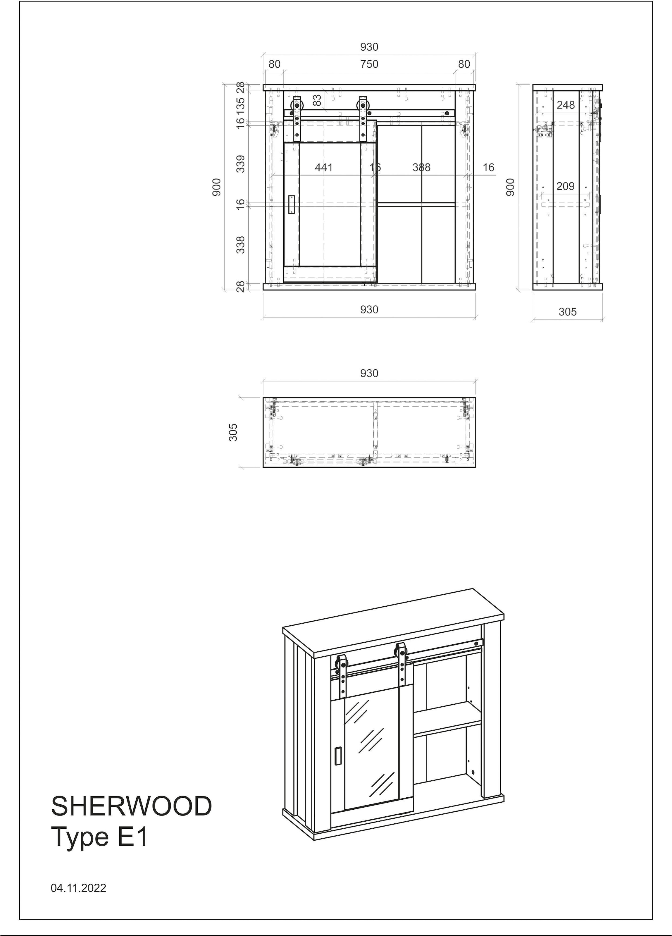 Home affaire Hängeschrank »Sherwood«, mit Scheunentorbeschlag aus Metall, Höhe  90 cm bequem kaufen