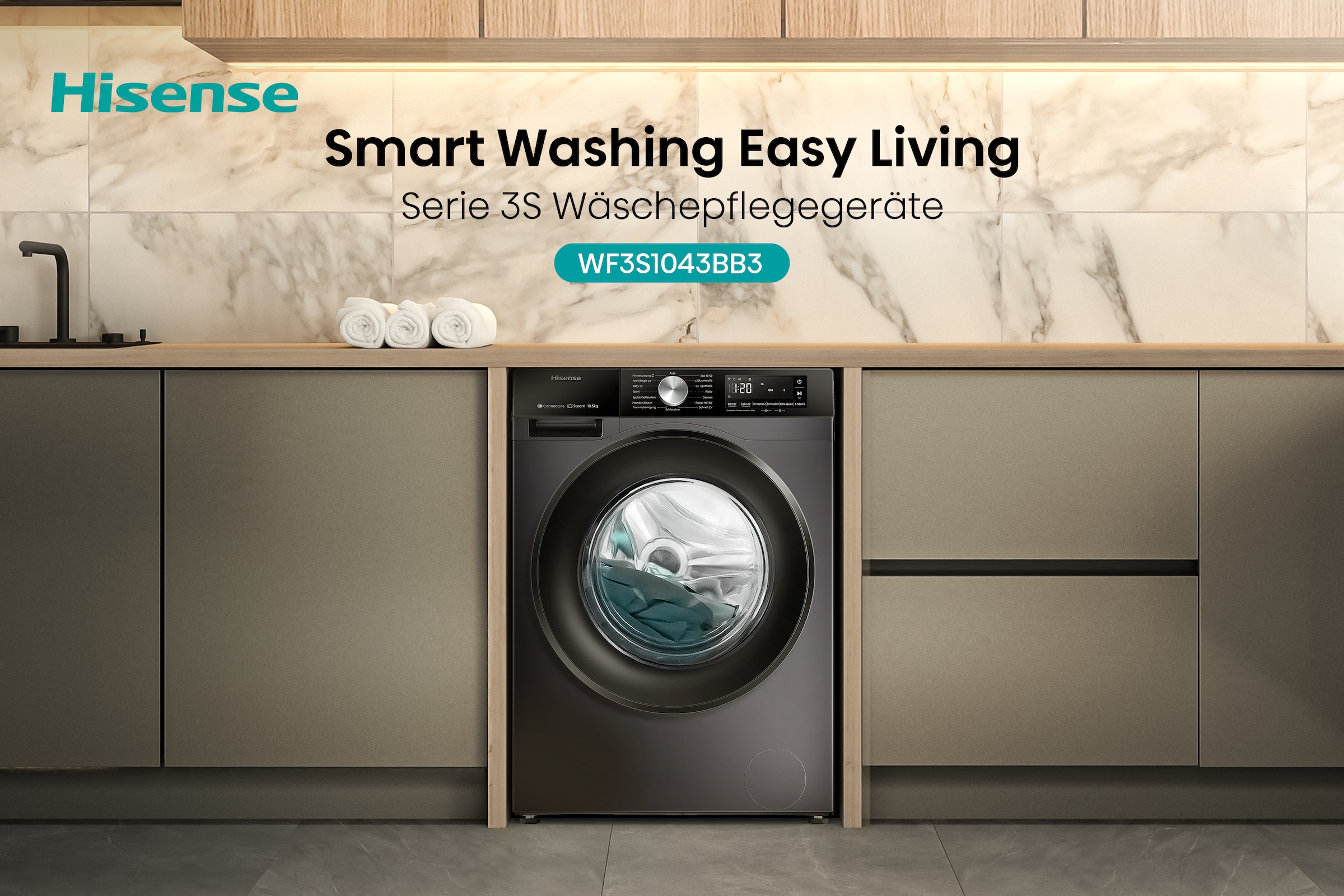 Hisense Waschmaschine »WF3S1043BB3«, 10 kg, 1400 U/min, Wifi-ConnectLife