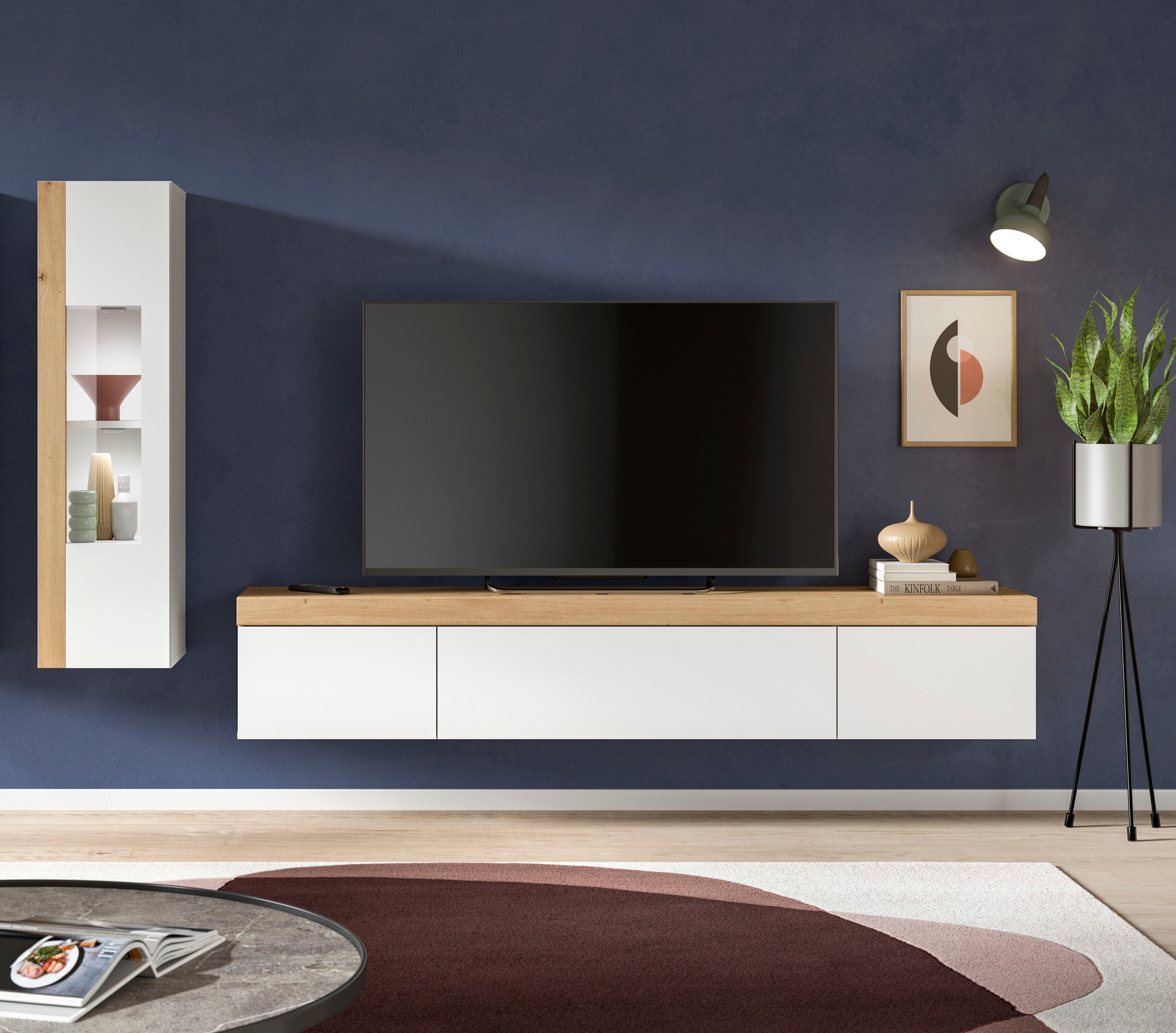 INOSIGN Wohnwand »Svala, Breite 180 cm, Wohnkombination«, (Set, 2 St.), stehend u. hängend montierbar,Vitrinenschrank, Lowboard