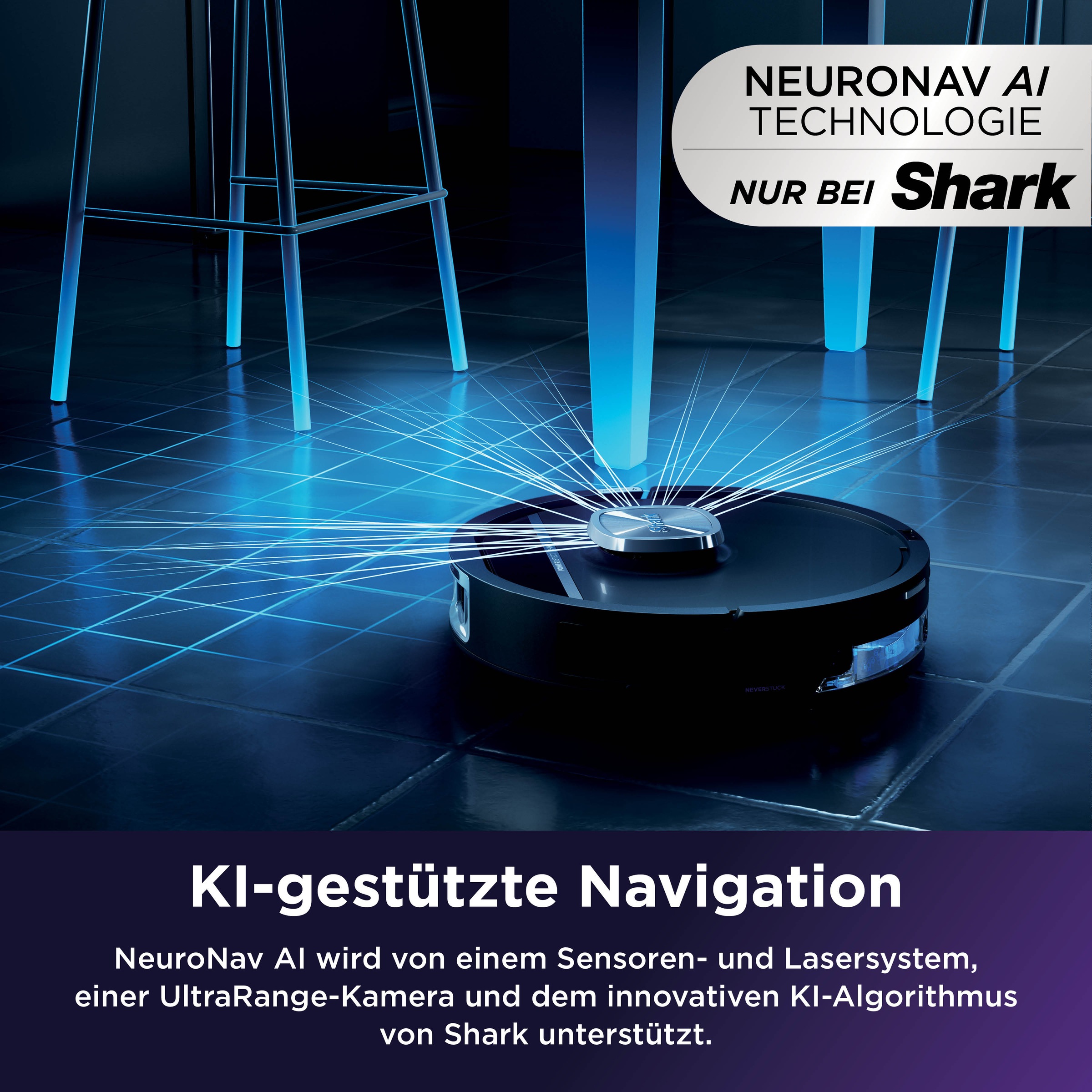 Shark Saugroboter »Shark PowerDetect UV Reveal 2-in-1 Saug- und Wischroboter RV3000XEEU« UV-Reveal-Technologie, 8 PowerDetect-Technologien