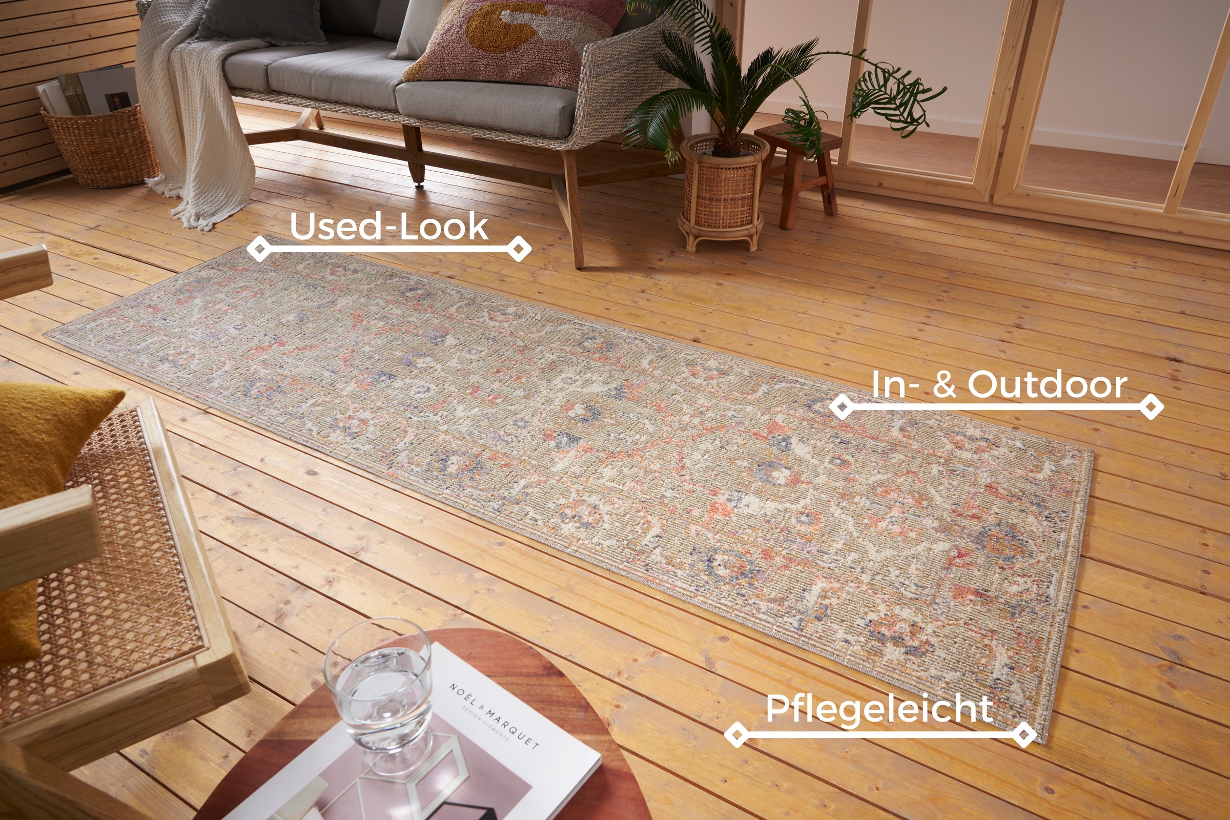 NORTHRUGS Teppich »Port Said«, rechteckig, 3 mm Höhe, In-& Outdoor, Läufer, Wetterfest, Balkon, Wohnzimmer, Orient